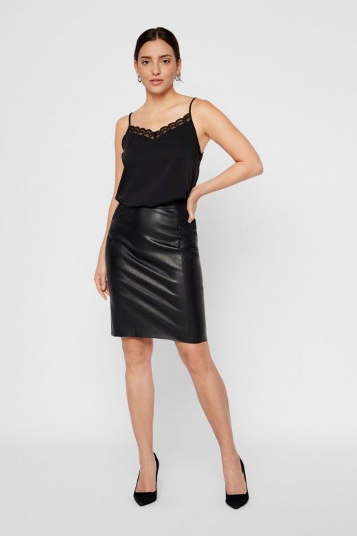 SAIA MULHER BUTTERSIA FAUX LEATHER VERO MODA SAIA MULHER BUTTERSIA FAUX LEATHER VERO MODA
