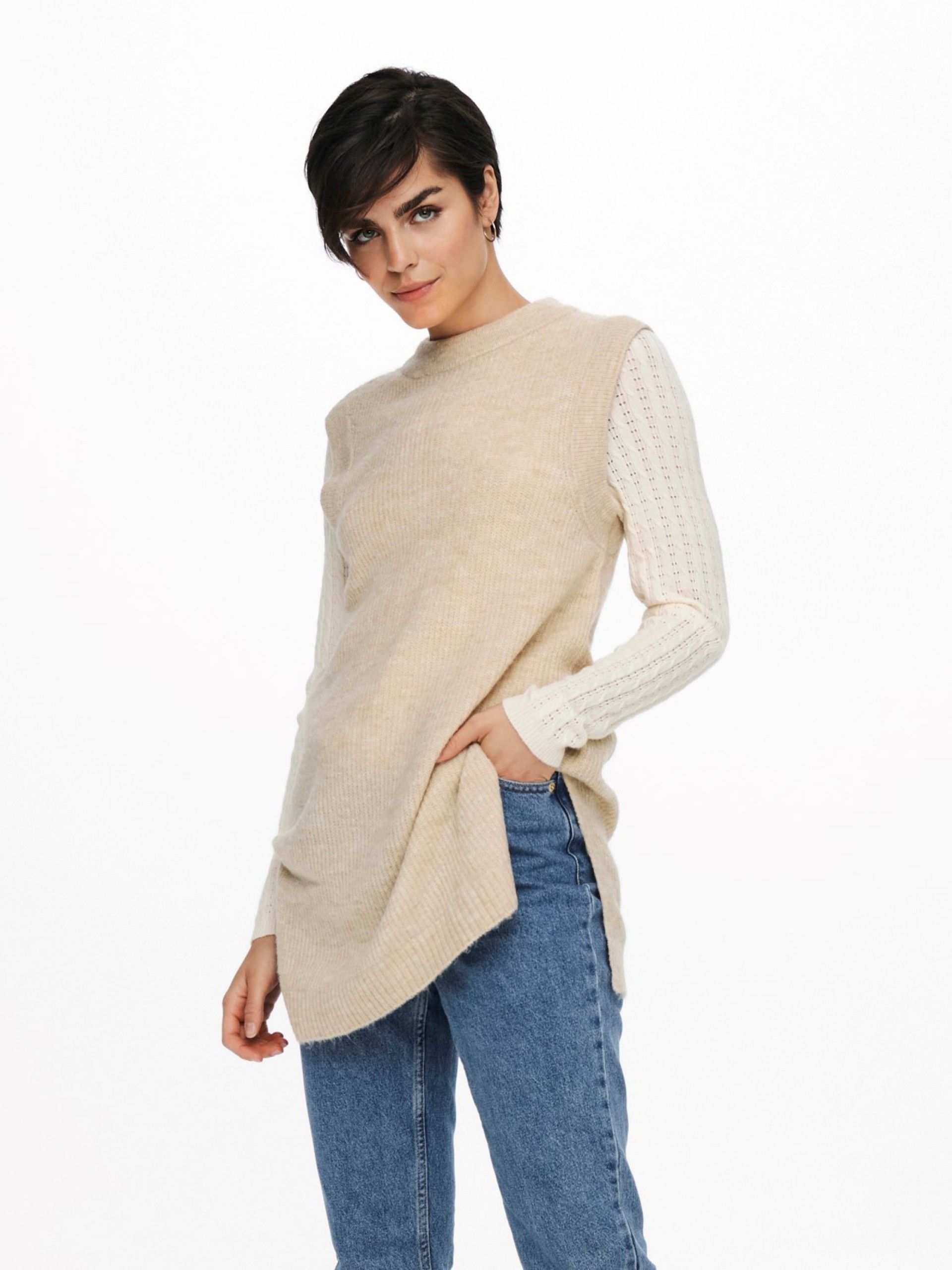 Colete longo em Malha Karinna Only