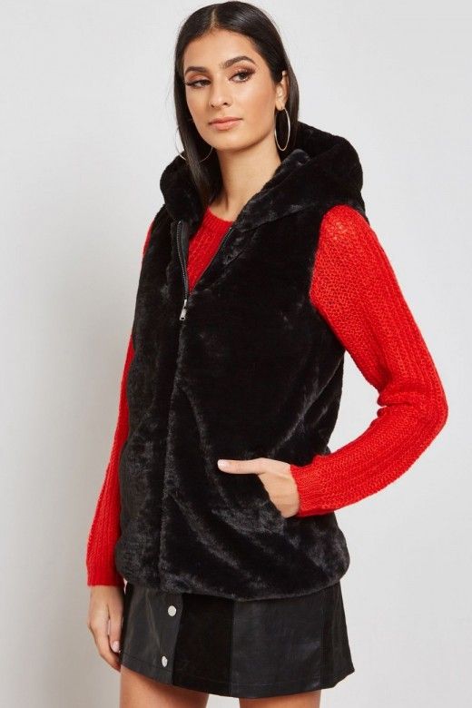 Colete Mulher VIDA Faux Fur Hooded ONLY Colete Mulher VIDA Faux Fur Hooded ONLY