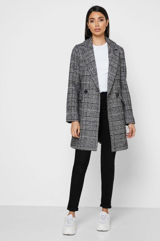 Casaco Mulher WOOL NEWSELENA CHECK ONLY Casaco Mulher WOOL NEWSELENA CHECK ONLY