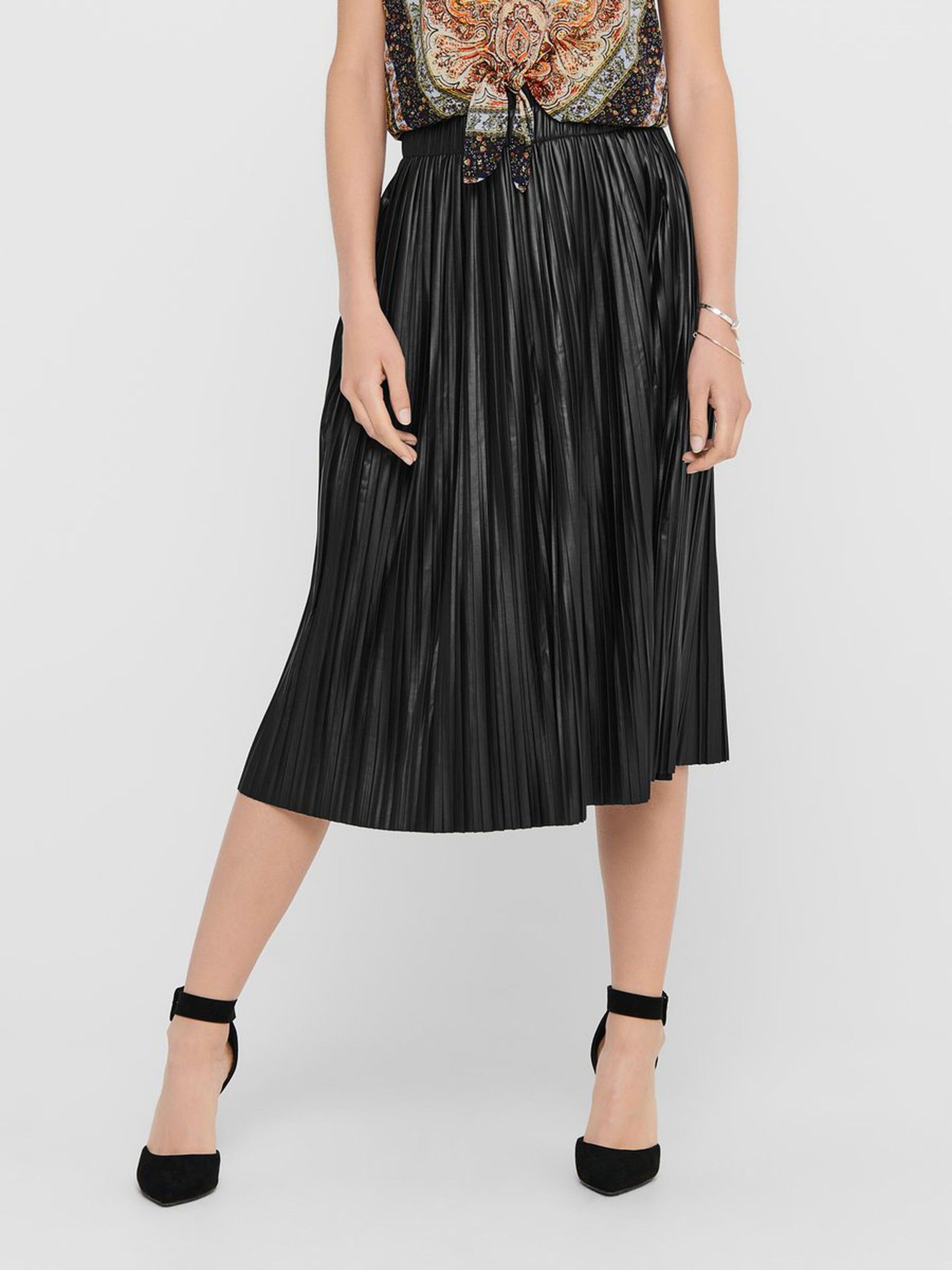 Saia Mulher MIE FAUX LEATHER PLISSE ONLY