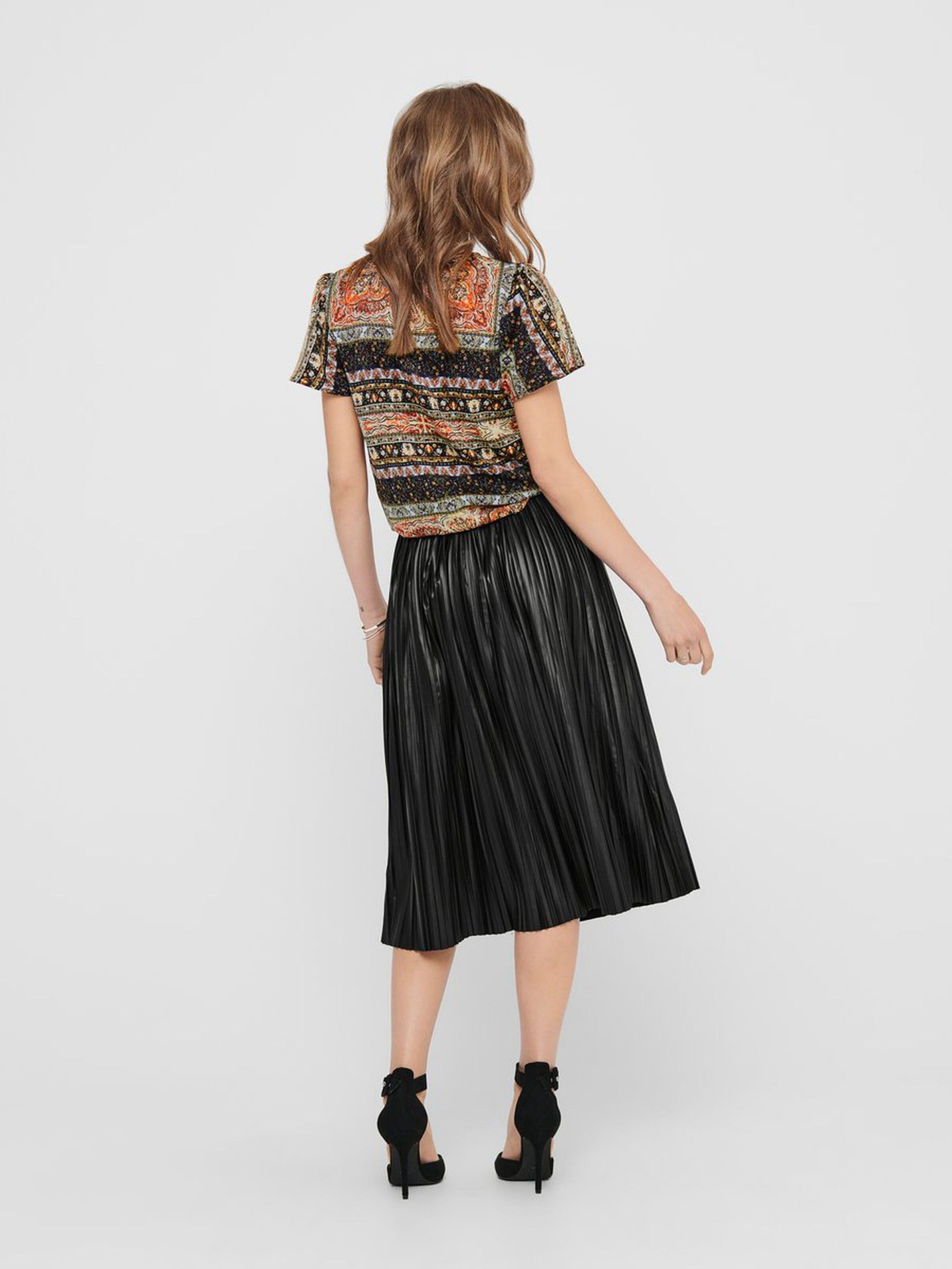 Saia Mulher MIE FAUX LEATHER PLISSE ONLY