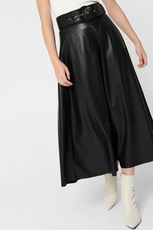 Saia Mulher KALI MIDI FAUX LEATHER ONLY Saia Mulher KALI MIDI FAUX LEATHER ONLY
