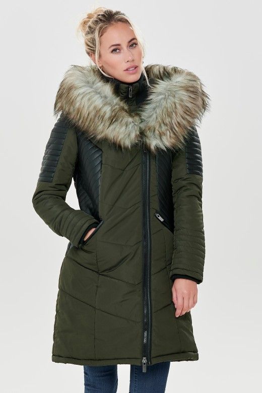 Casaco Mulher LINETTE FUR HOOD NYLON ONLY Casaco Mulher LINETTE FUR HOOD NYLON ONLY