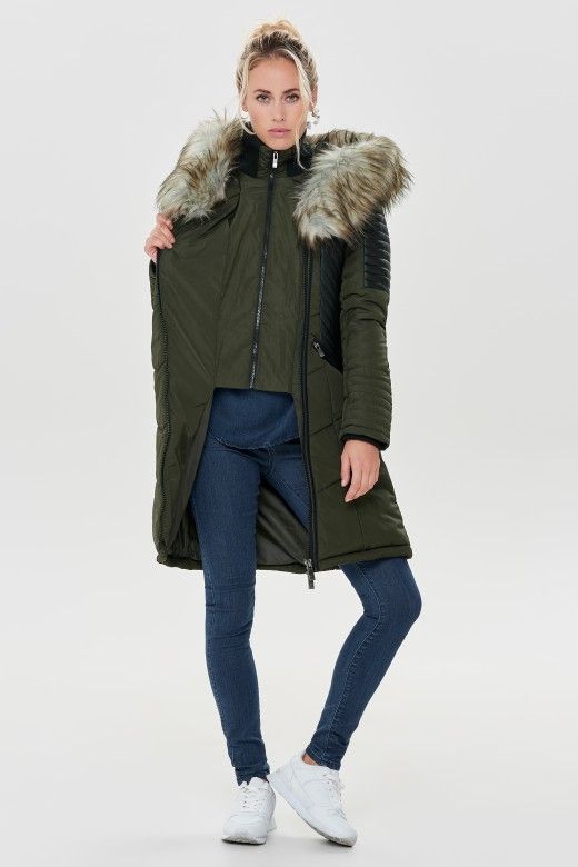 Casaco Mulher LINETTE FUR HOOD NYLON ONLY Casaco Mulher LINETTE FUR HOOD NYLON ONLY