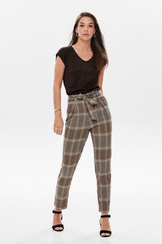 Calça Mulher LENA HW Paperbag Check ONLY Calça Mulher LENA HW Paperbag Check ONLY