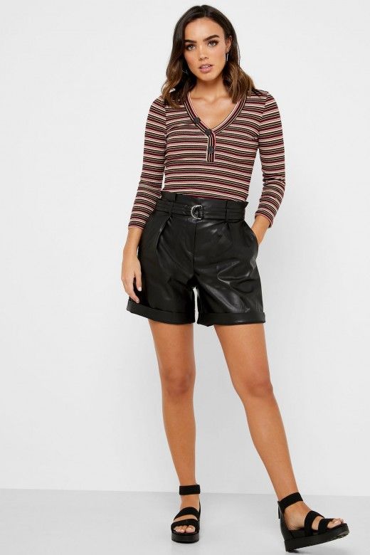 Shorts Mulher HELENA Faux Leather ONLY
