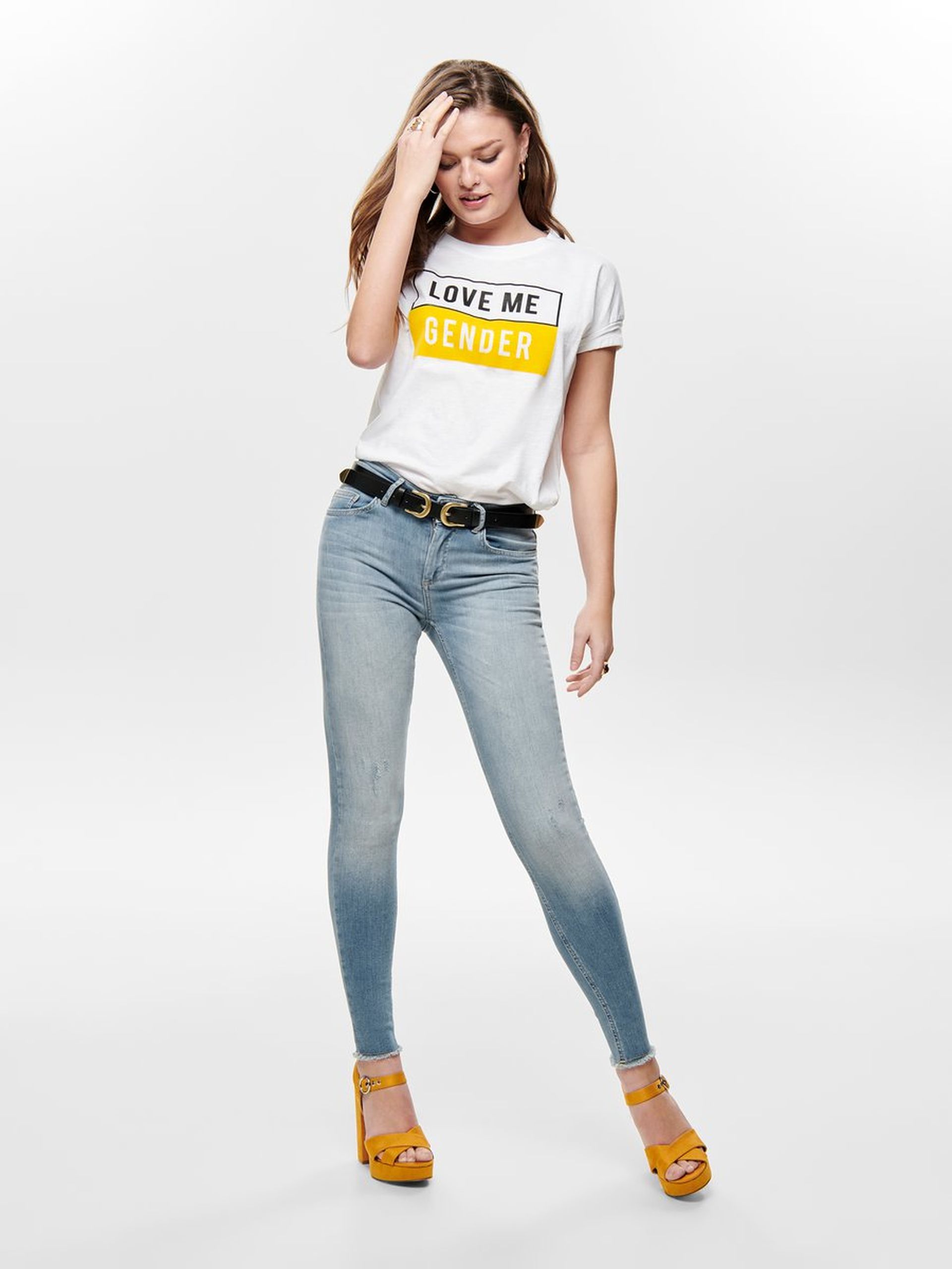 CALÇA MULHER JEANS BLUSH MID SK ONLY