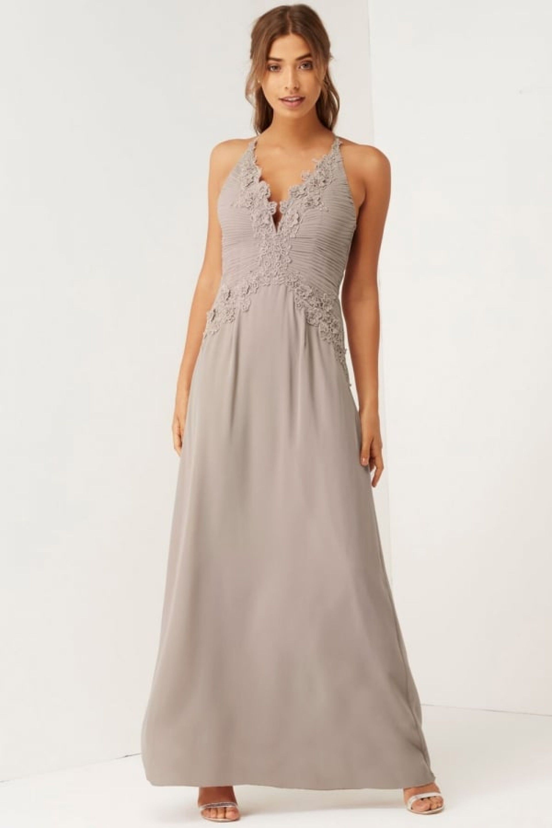 Vestido Little Mistress Mink Appl X Top Maxi