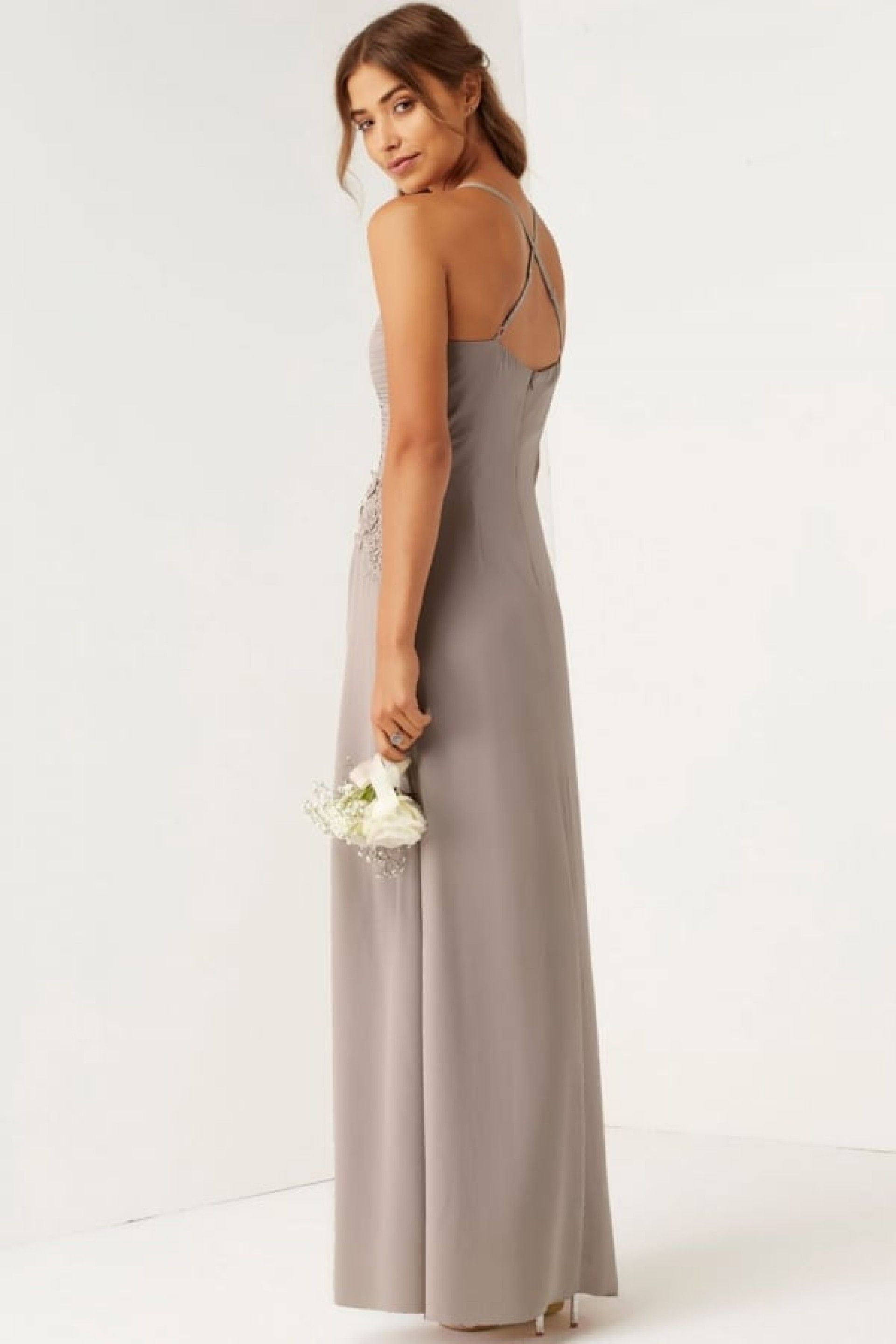 Vestido Little Mistress Mink Appl X Top Maxi