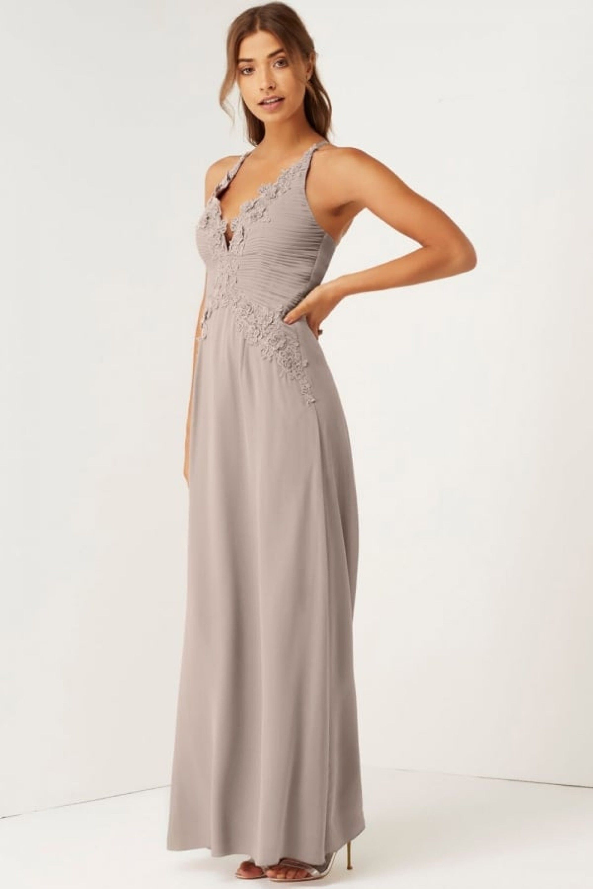 Vestido Little Mistress Mink Appl X Top Maxi