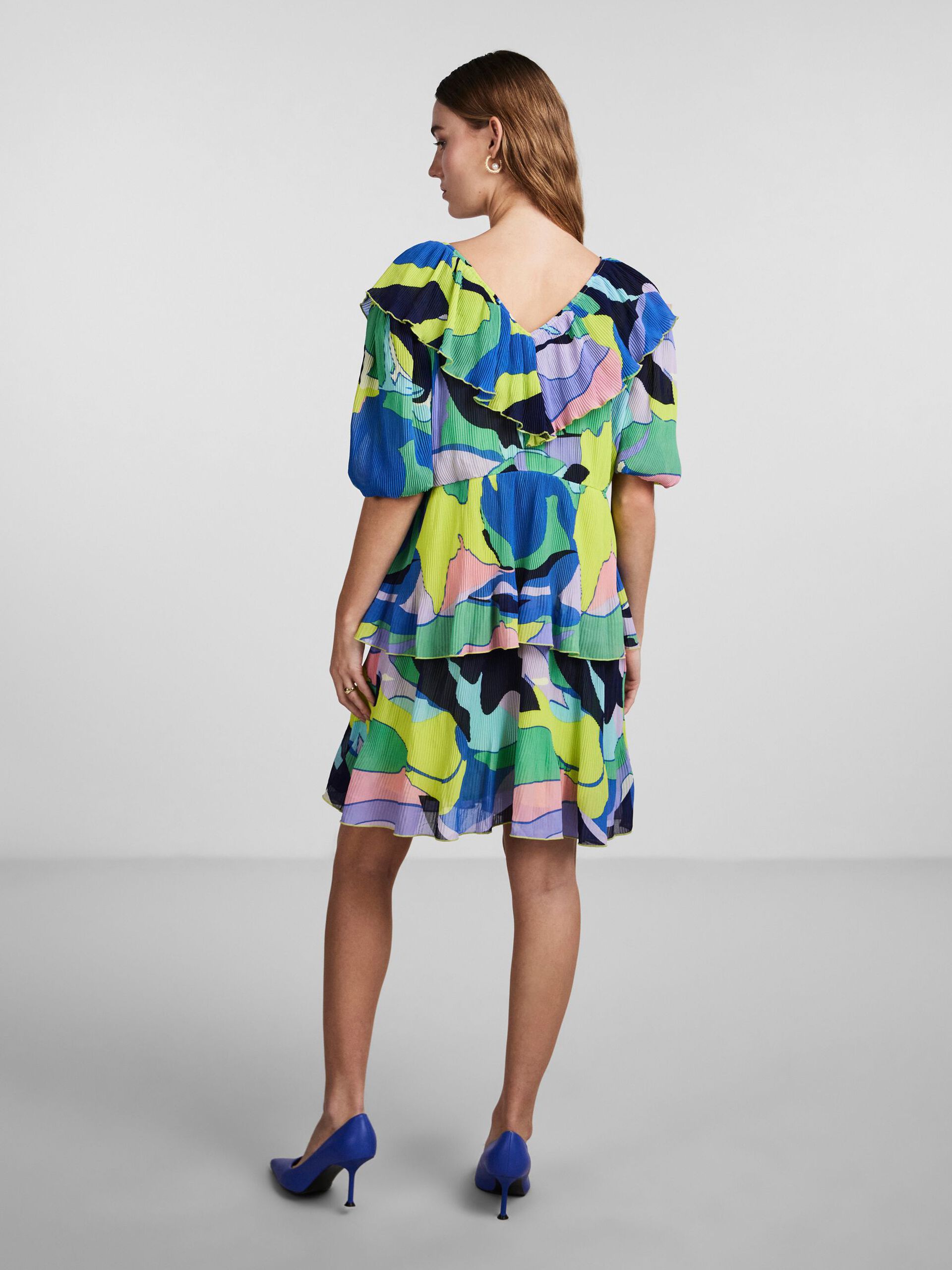 Vestido Plissado Multicolor Manga 2/4 Y.A.S.