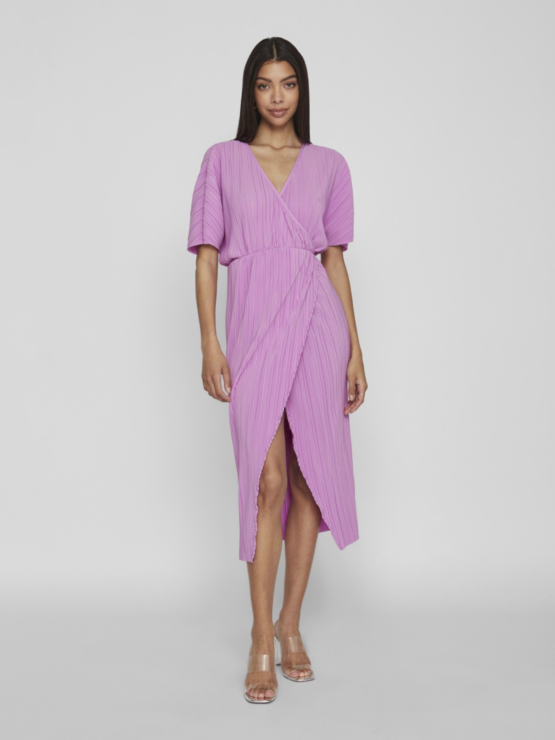 Vestido BEBA decote em V Plissado Midi VILA