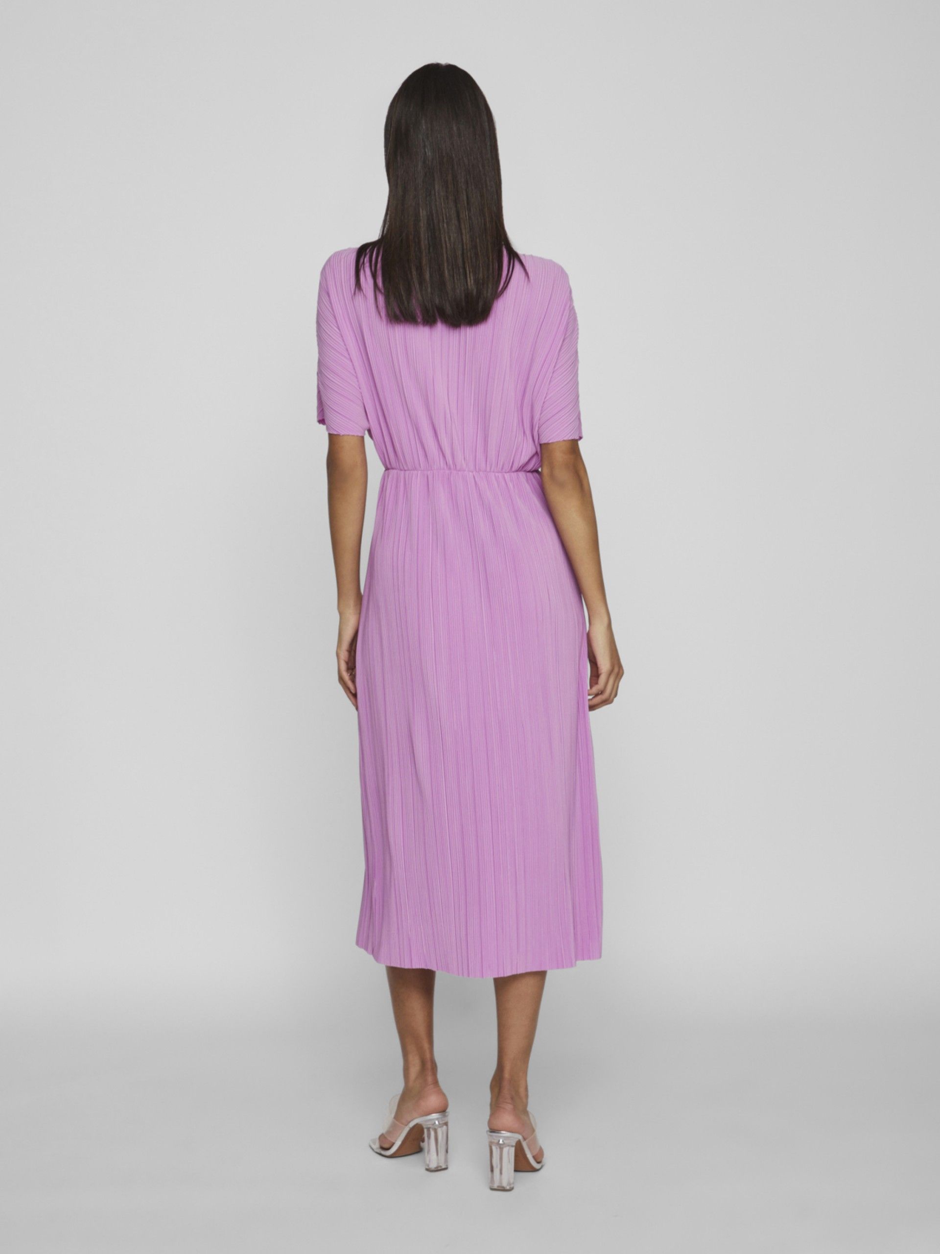 Vestido BEBA decote em V Plissado Midi VILA