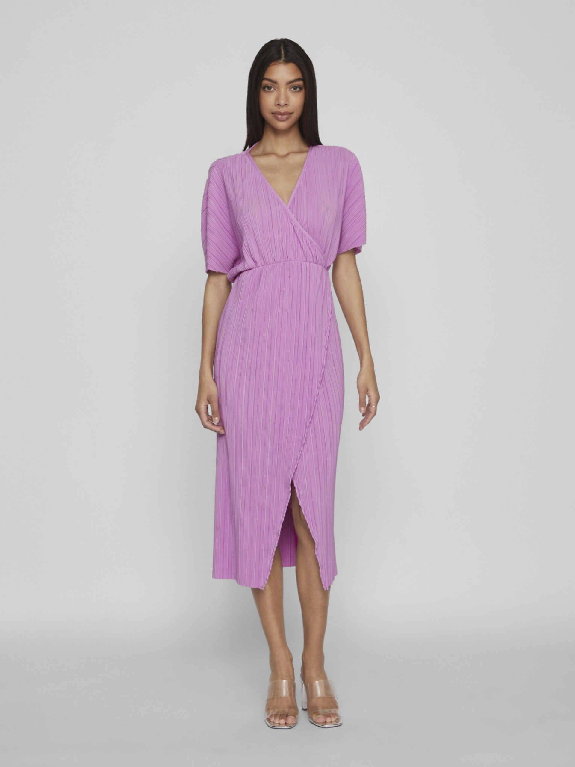 Vestido BEBA decote em V Plissado Midi VILA