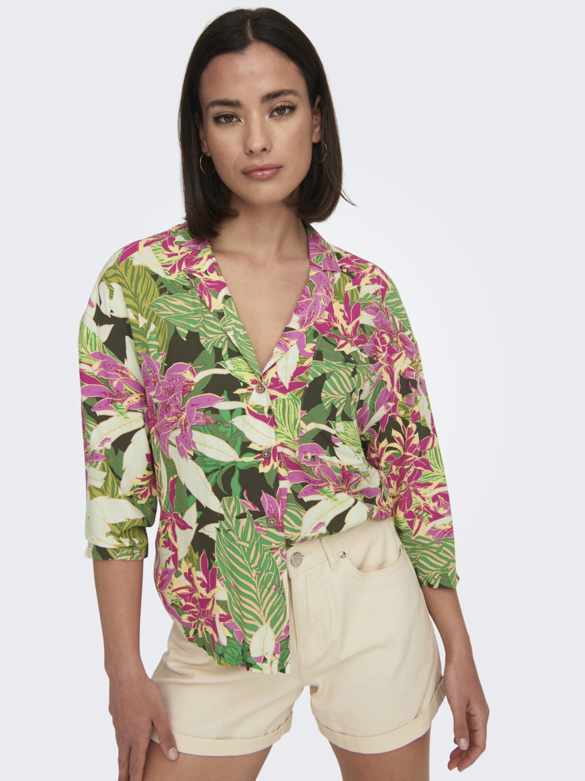 Blusa HALLIE 3/4 Print Tropical ONLY