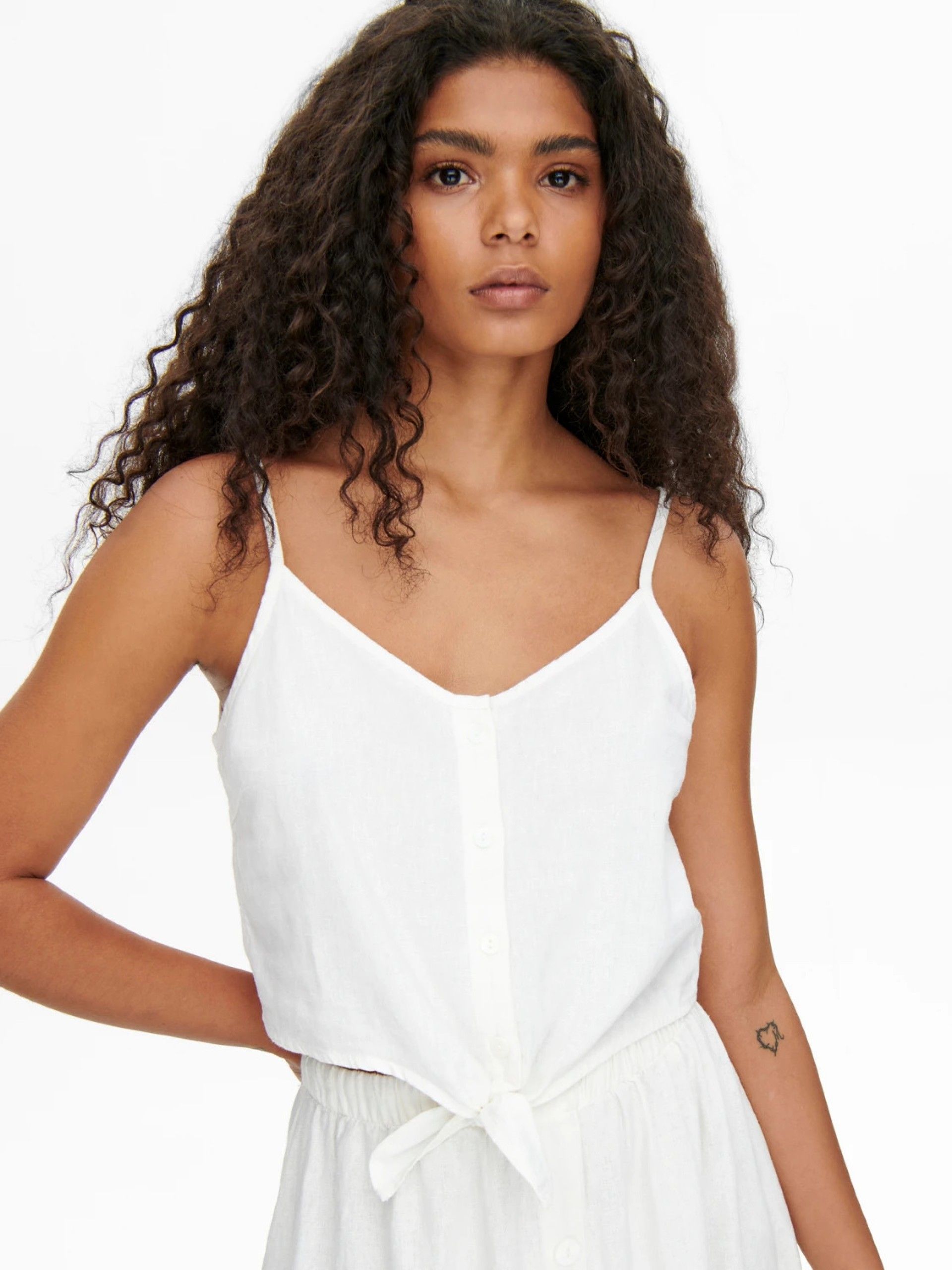 Top Singlet CARO Strap Linen Bland ONLY