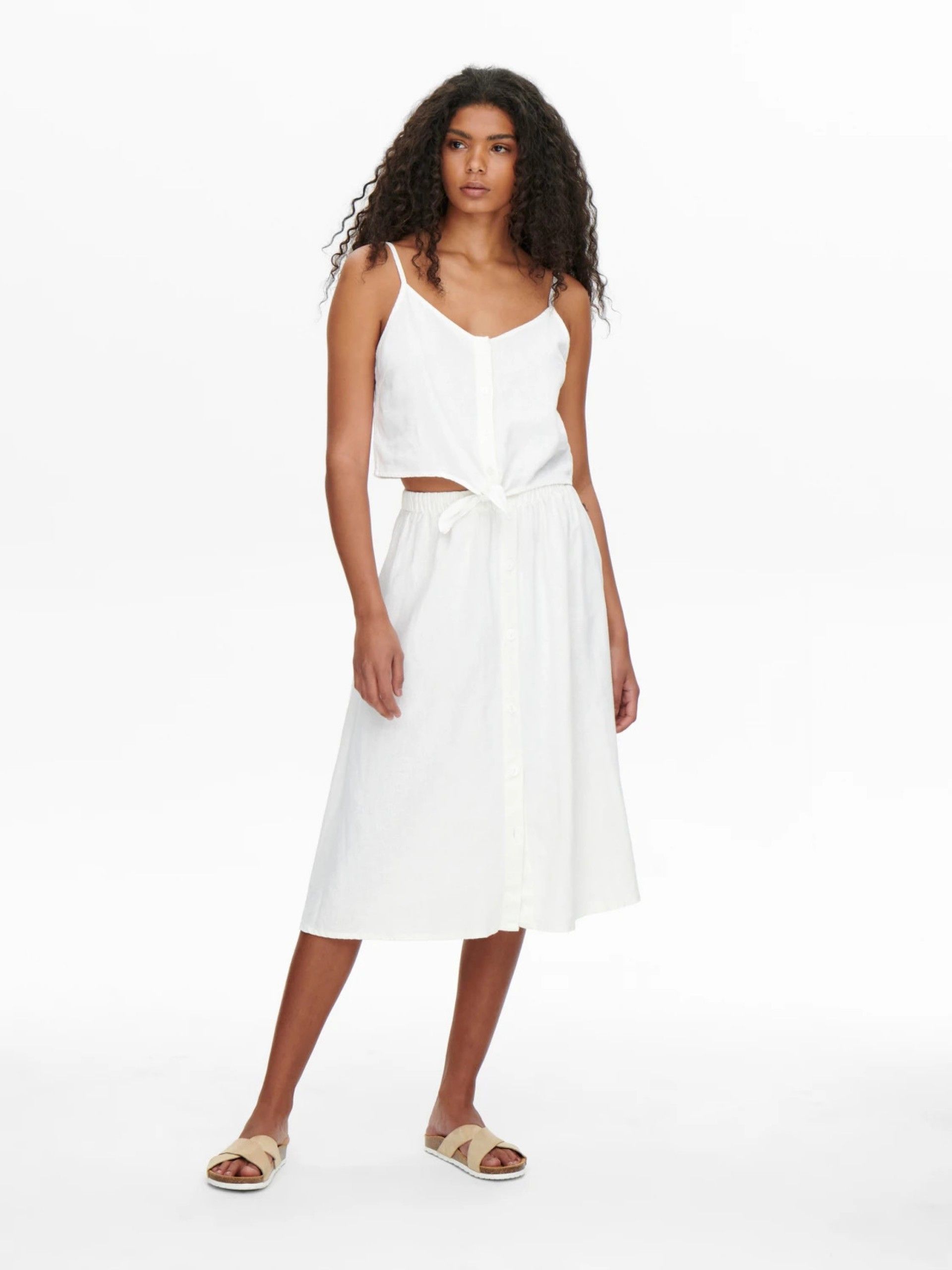 Top Singlet CARO Strap Linen Bland ONLY