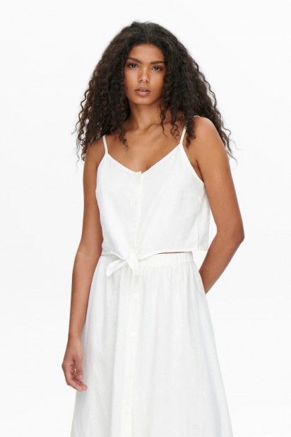 Top Singlet CARO Strap Linen Bland ONLY