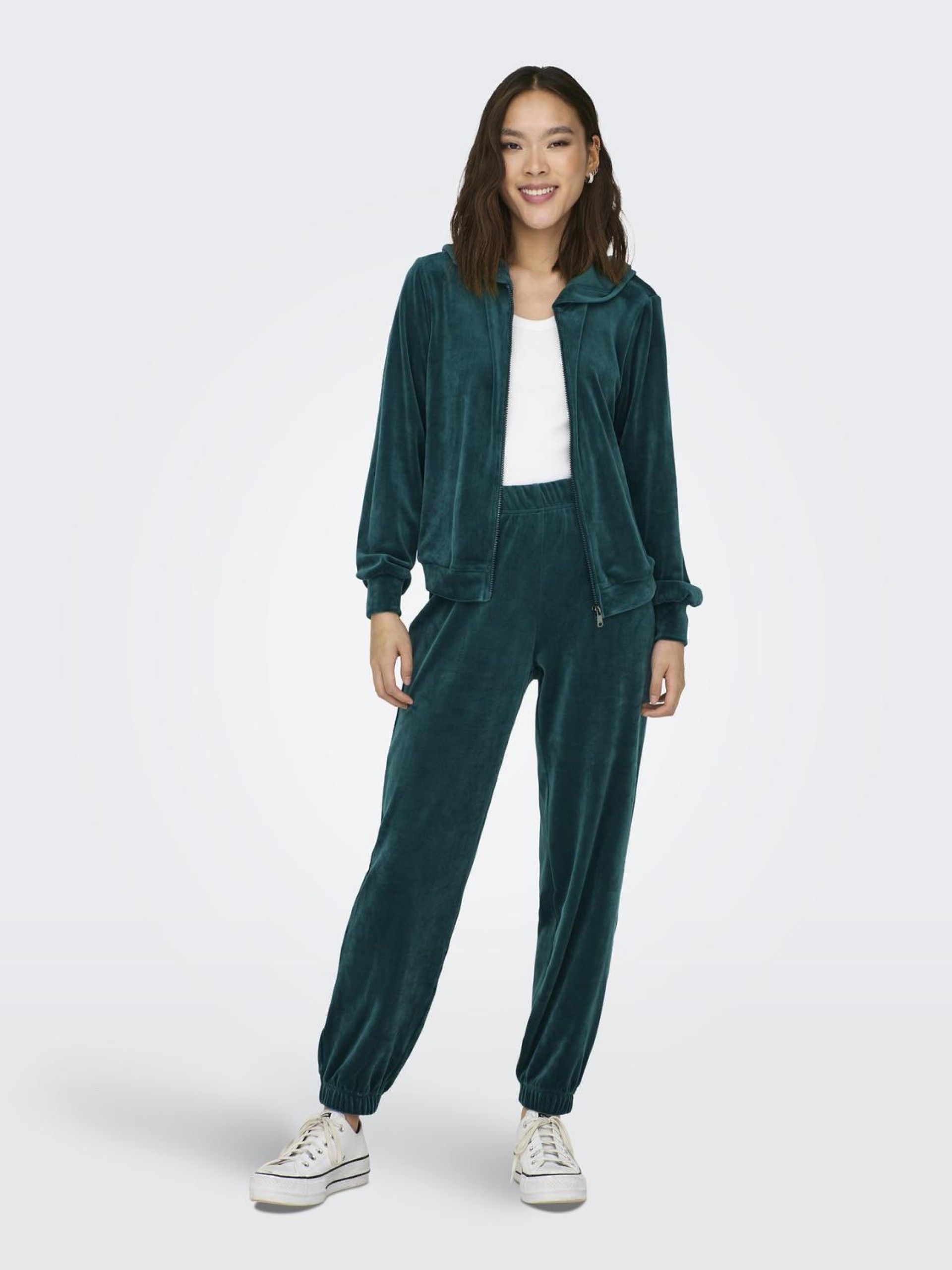 Sweat Mulher REBEL Veludo Zip Hood ONLY