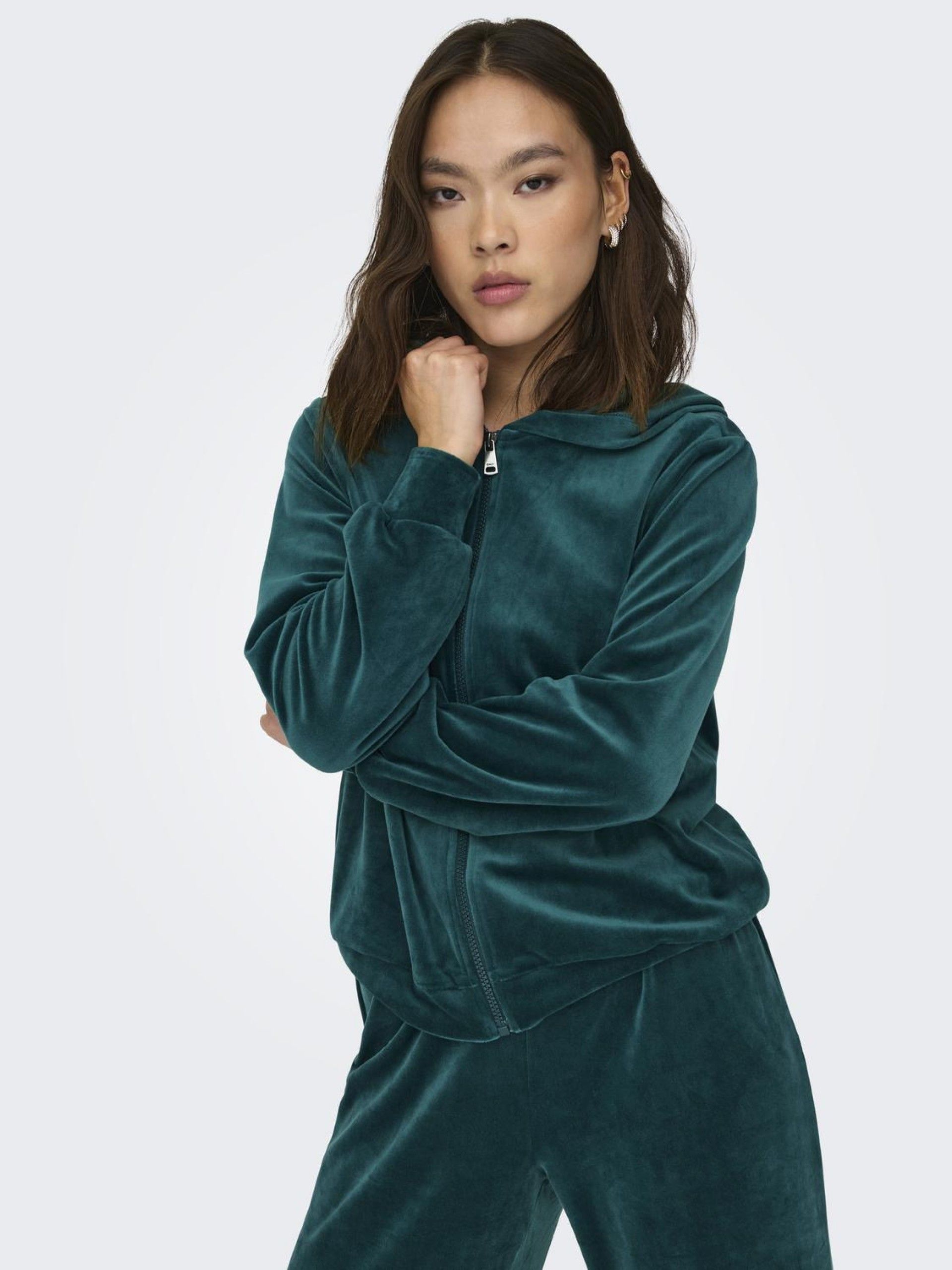 Sweat Mulher REBEL Veludo Zip Hood ONLY