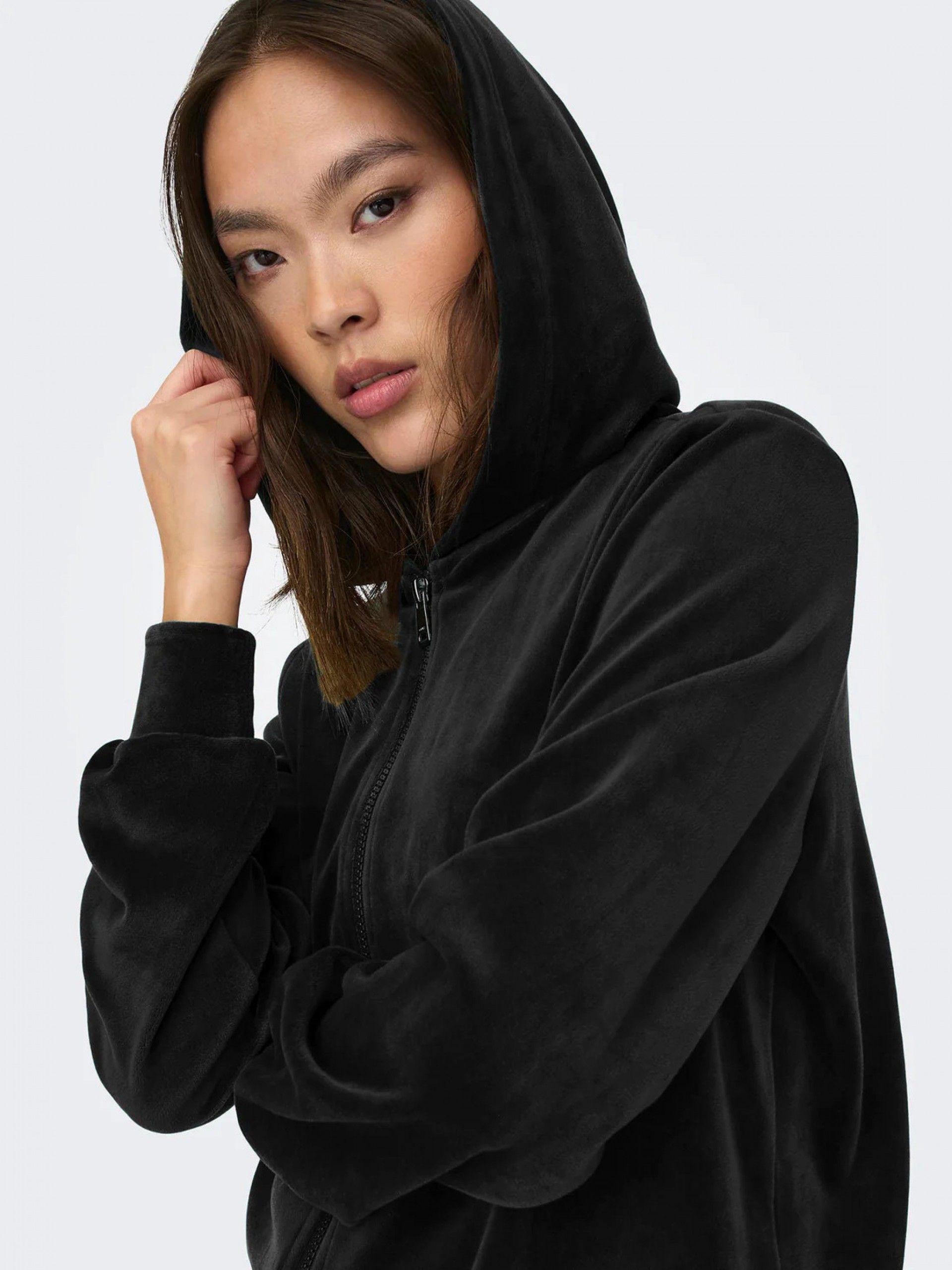 Sweat Mulher REBEL Veludo Zip Hood ONLY