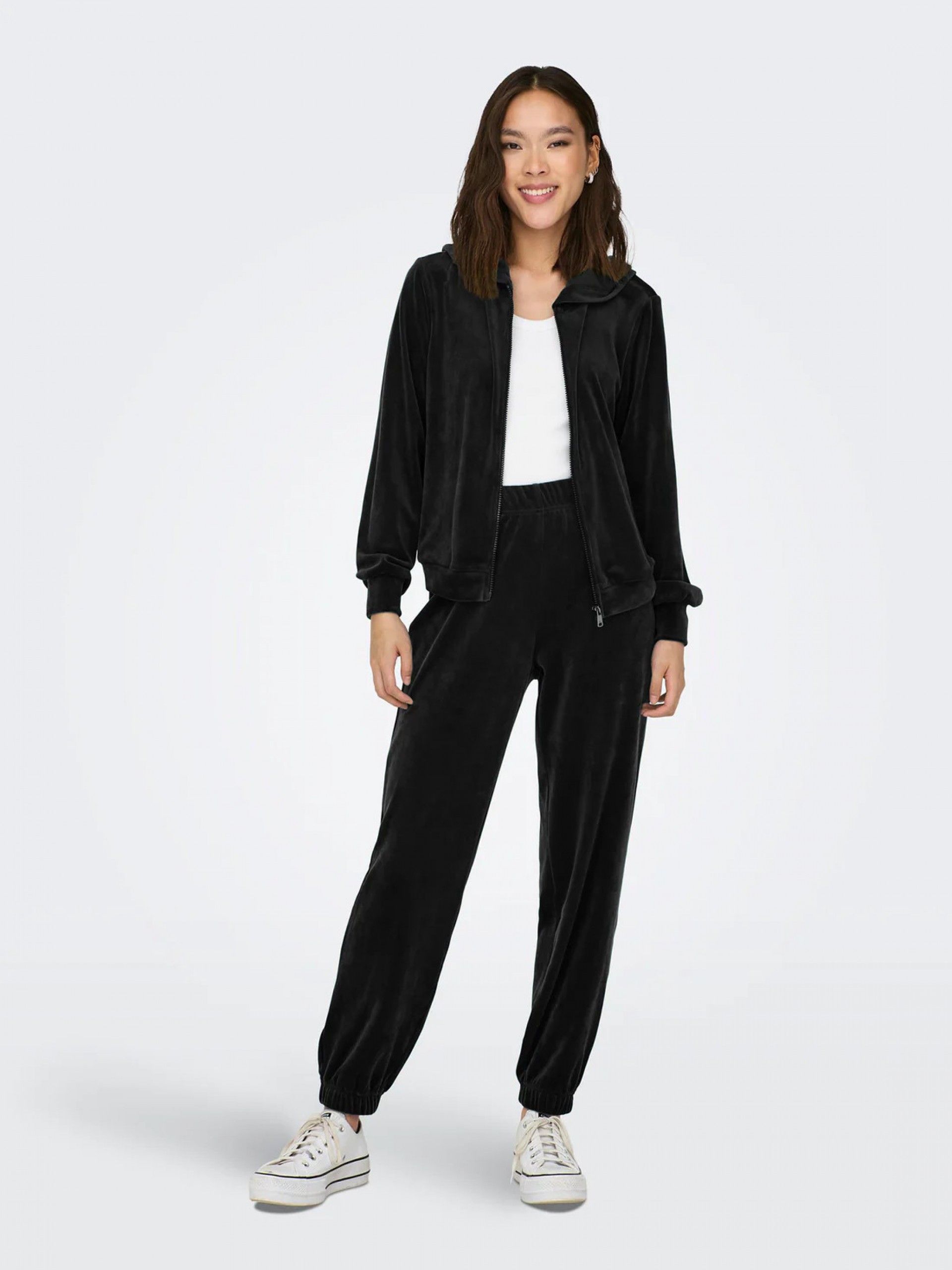 Sweat Mulher REBEL Veludo Zip Hood ONLY