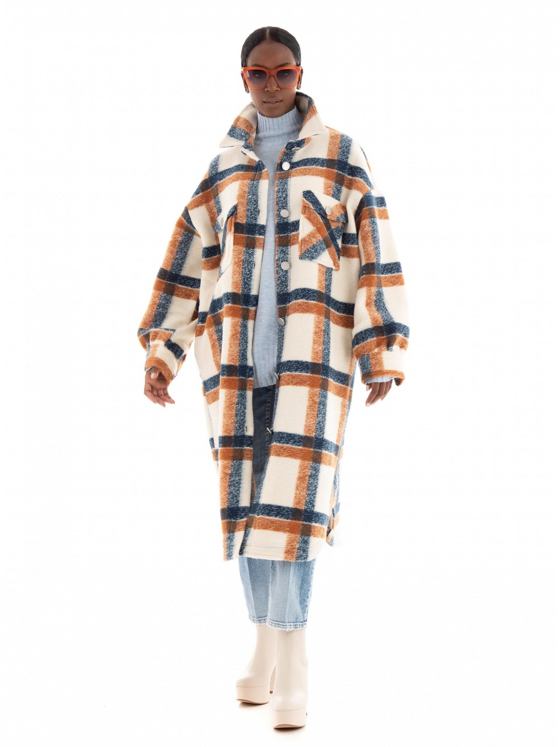 Casaco Mulher Polar Xadrex Long NEWANDREA ONLY