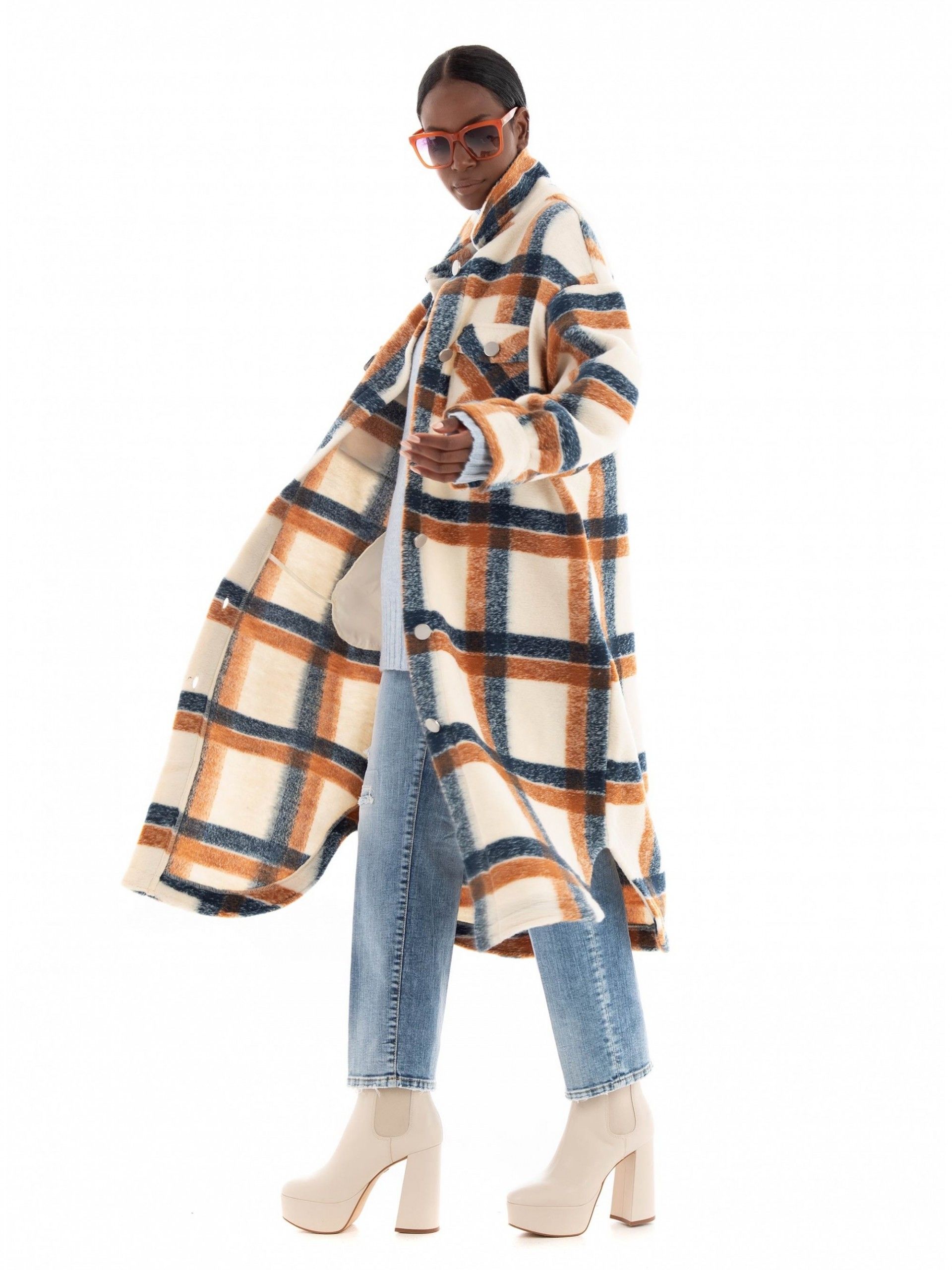 Casaco Mulher Polar Xadrex Long NEWANDREA ONLY