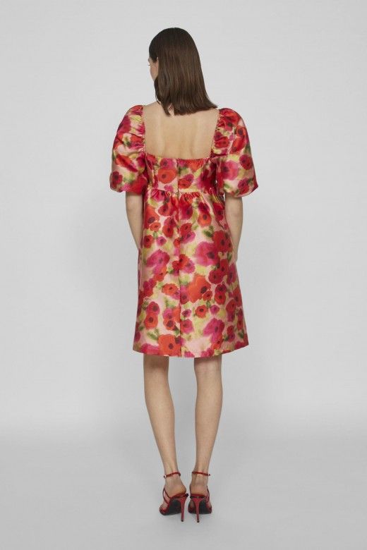 Vestido Fenja Puff Prit Curto Vila Vestido Fenja Puff Prit Curto Vila