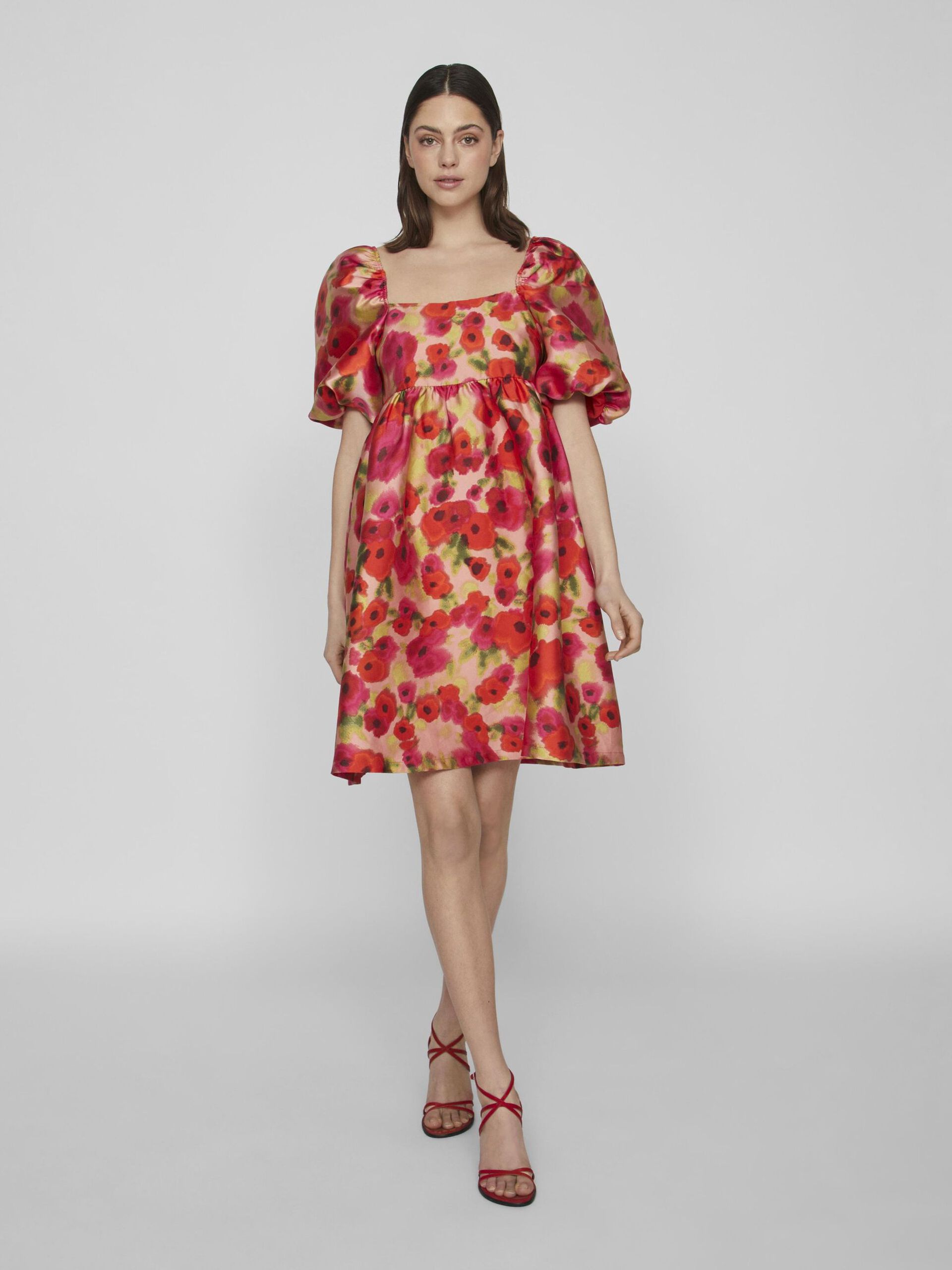 Vestido Fenja Puff Prit Curto Vila