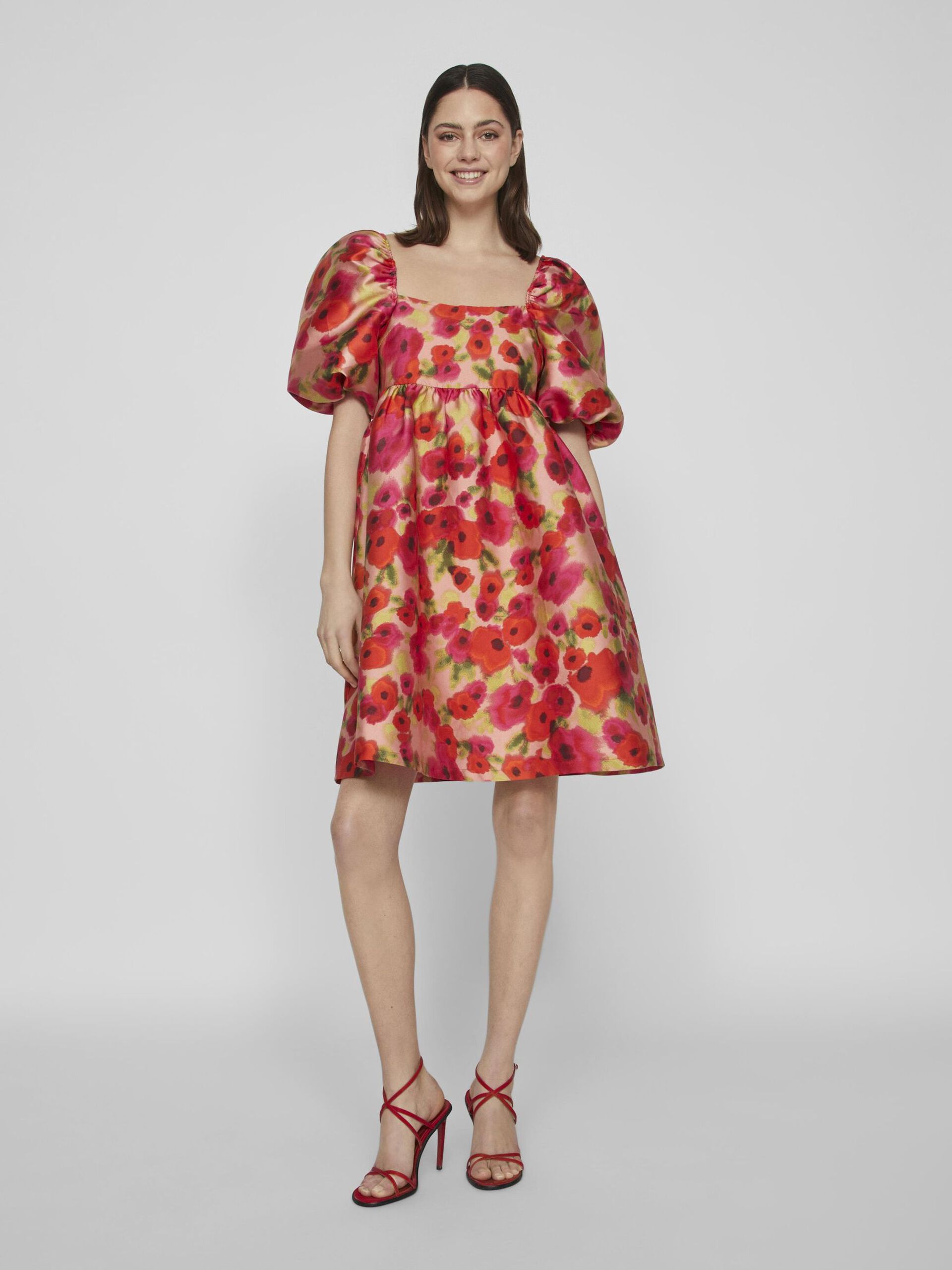 Vestido Fenja Puff Prit Curto Vila