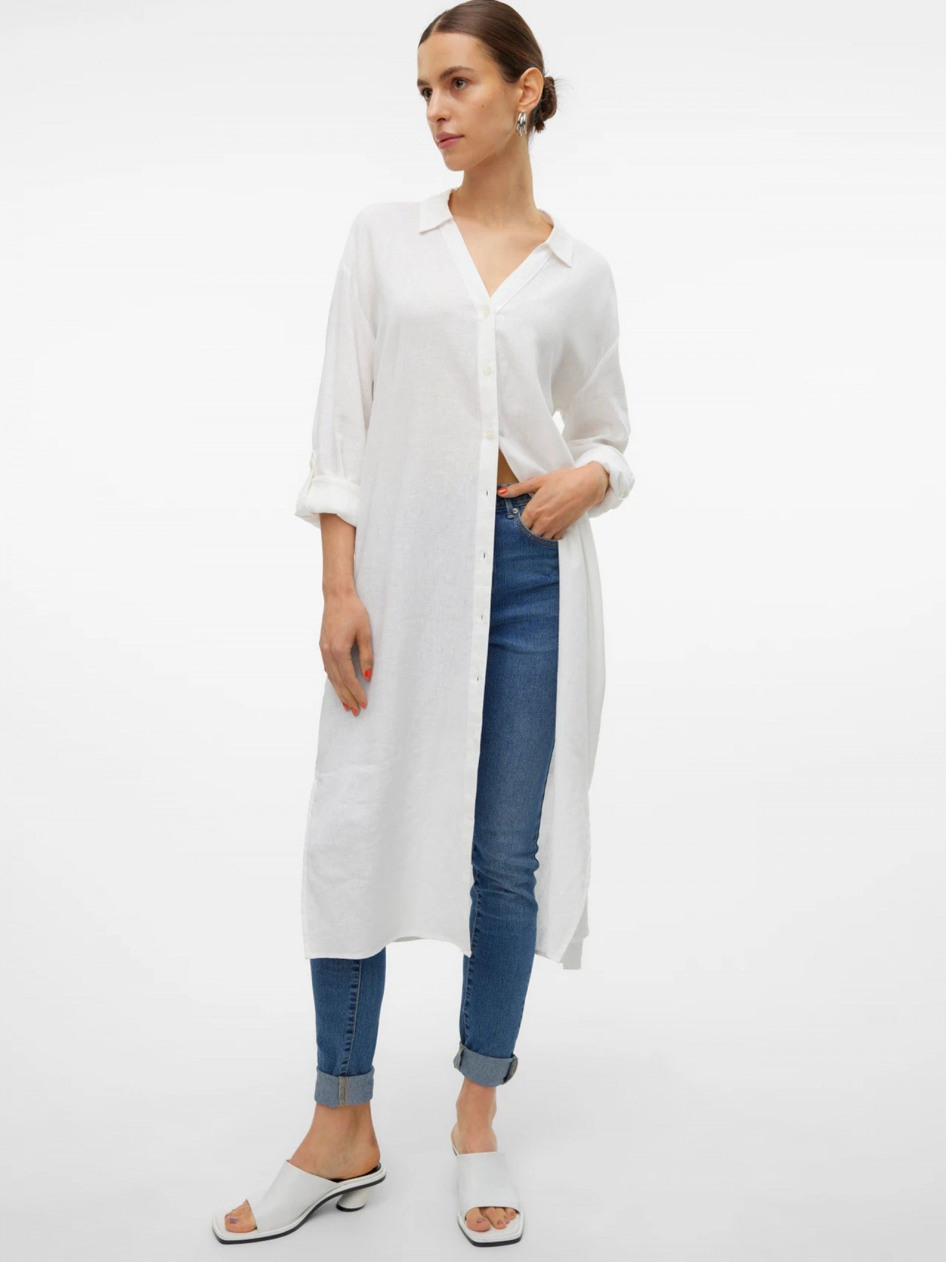 Camisa Mulher Linn Loose Calf Long Vero Moda