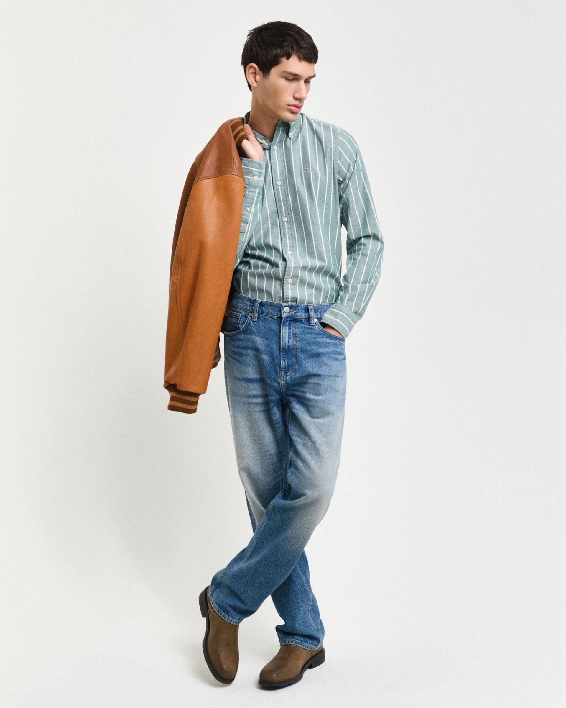 Camisa Homem GANT Oxford Slim Stretch Riscas