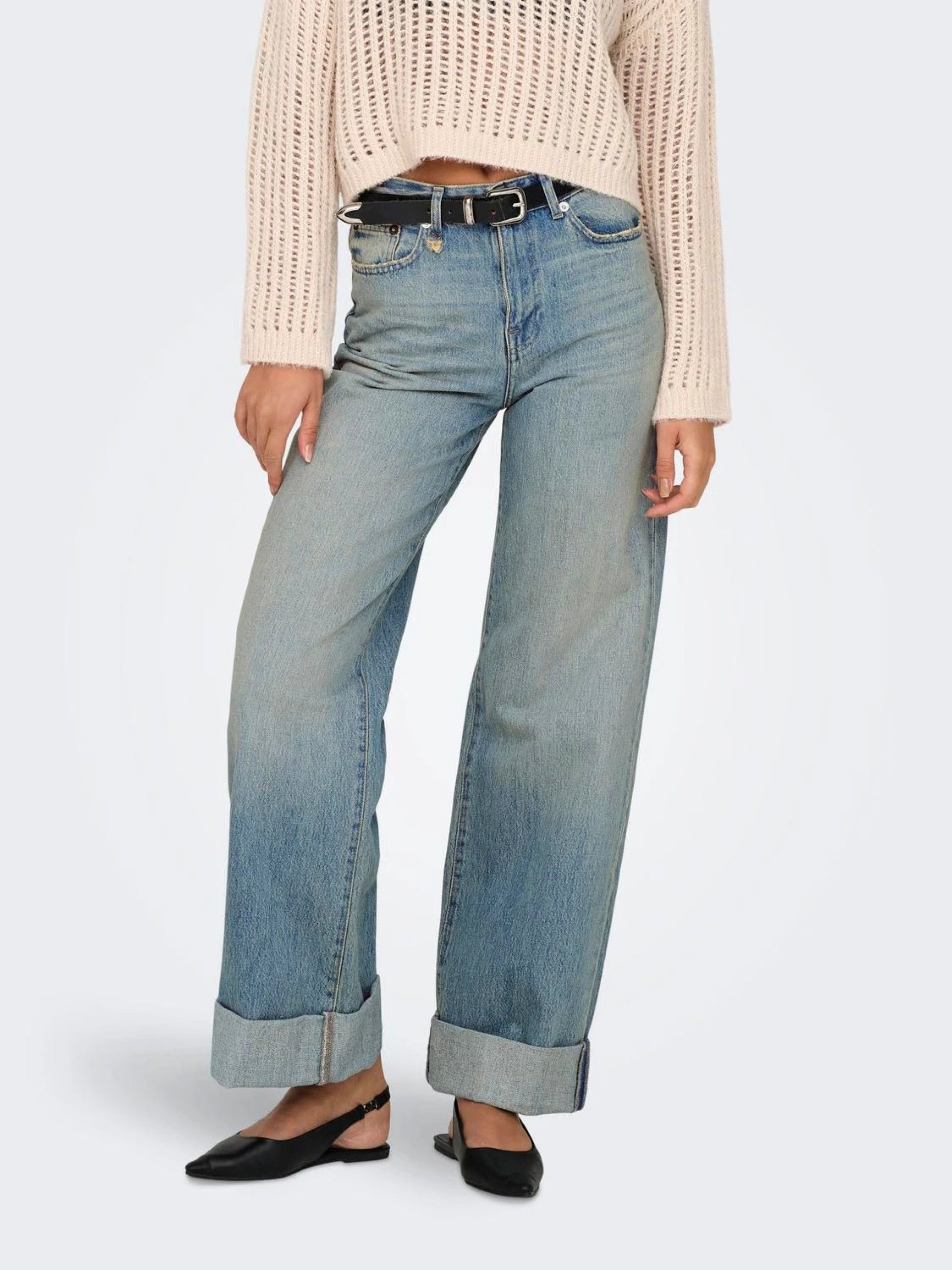 Calça Mulher Jeans BROOME HW Wide Fold ONLY
