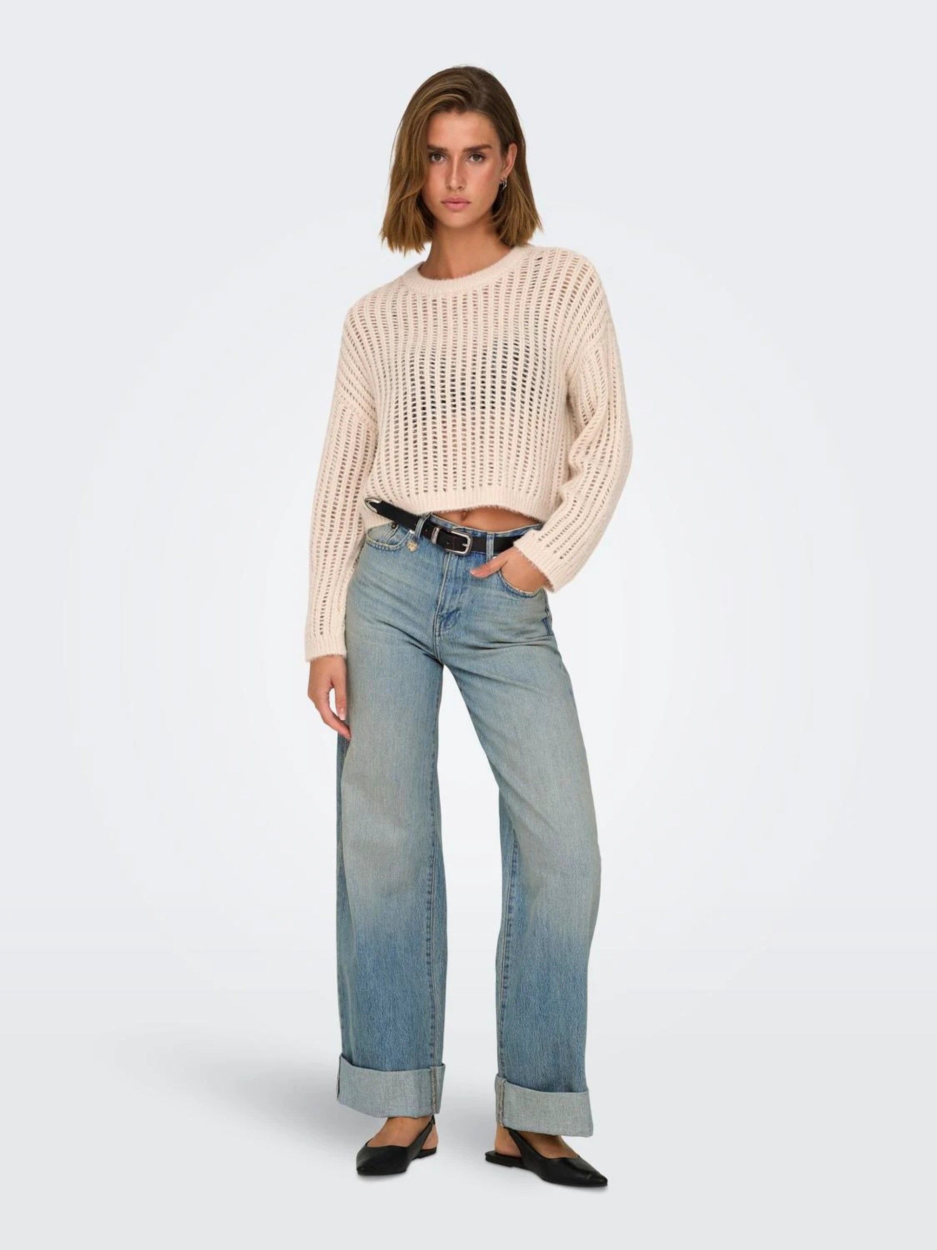 Calça Mulher Jeans BROOME HW Wide Fold ONLY