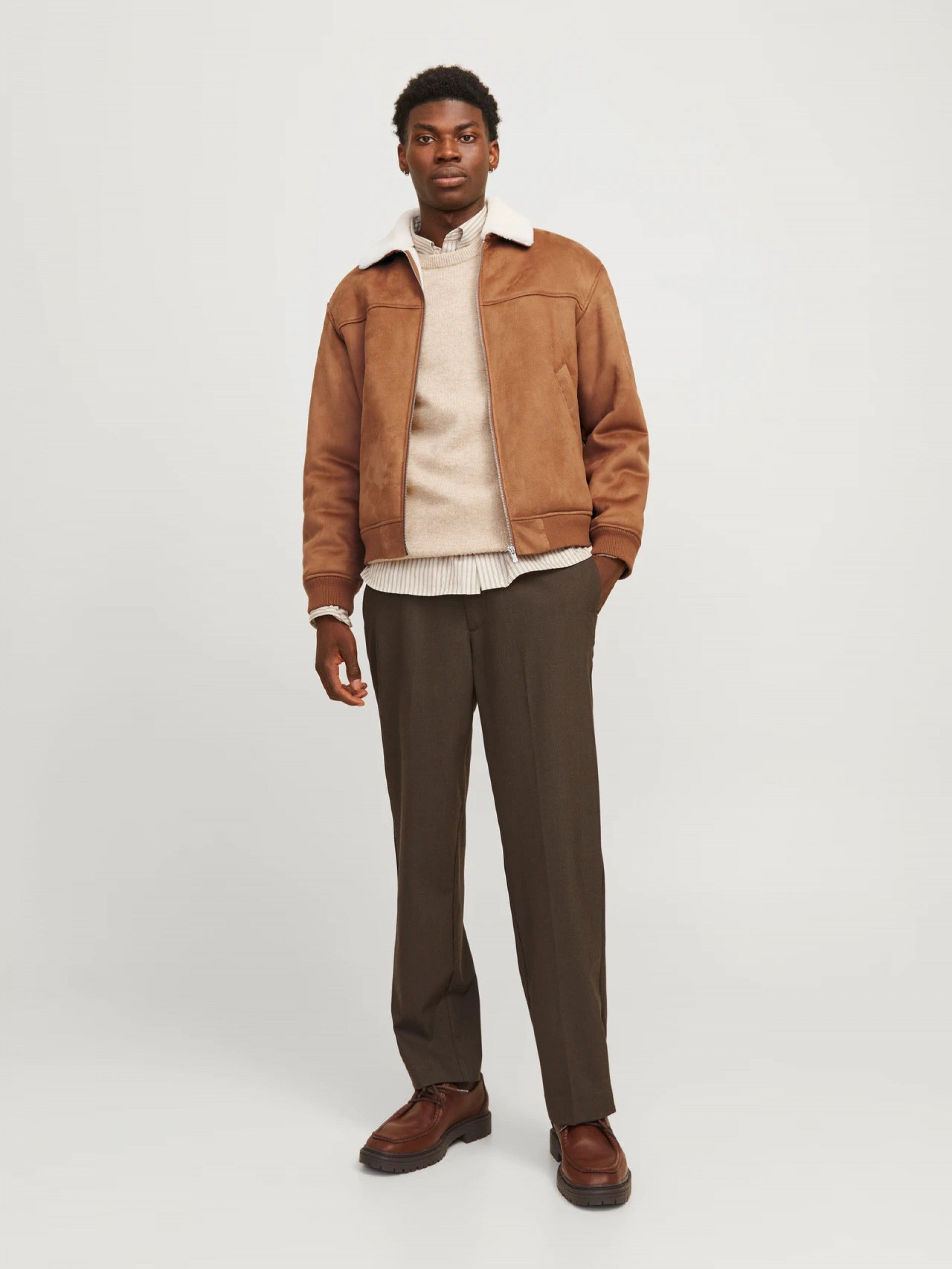 Casaco Homem Camurça com pelo Ovelha Aviador Jack Jones