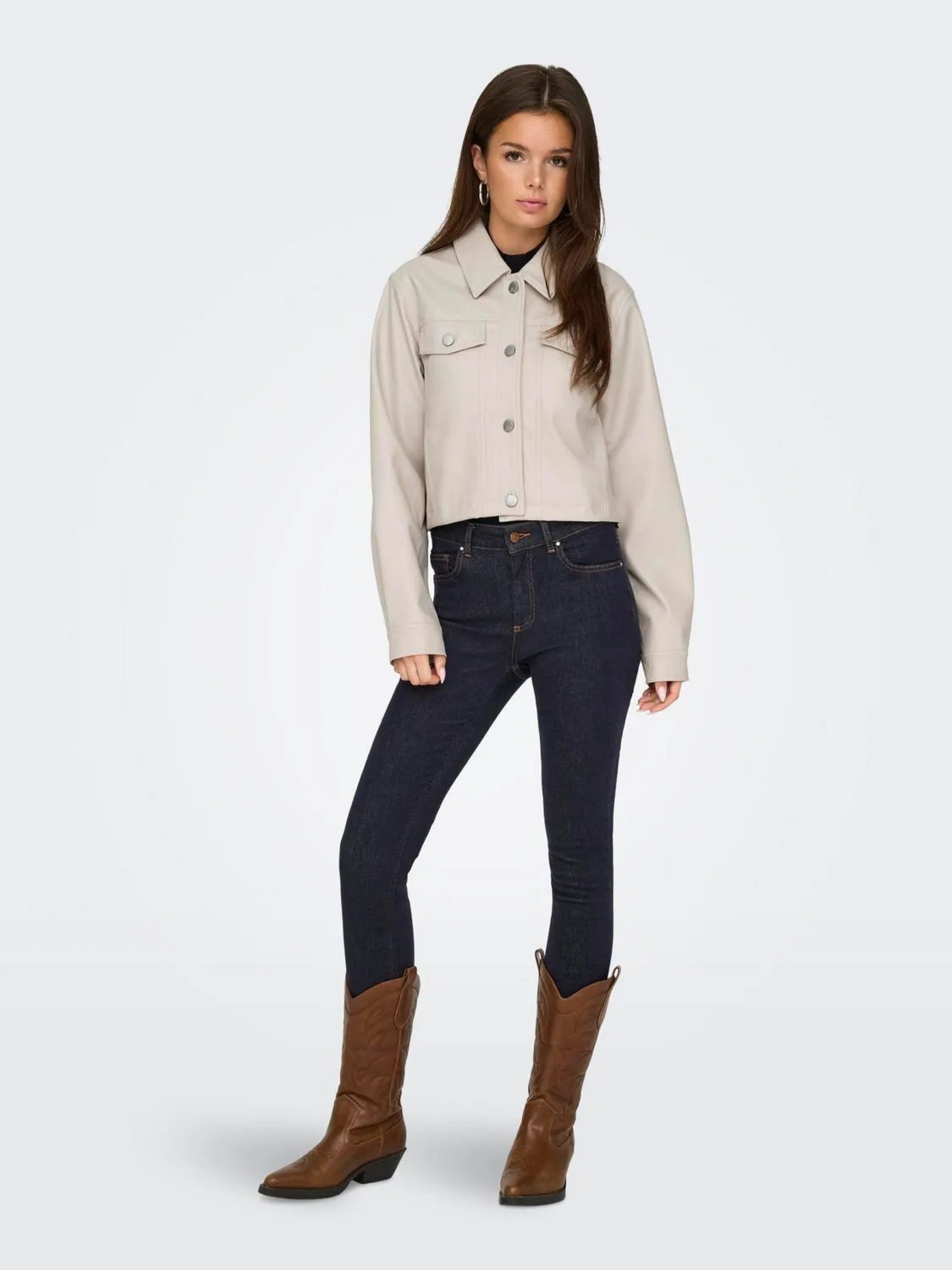 Casaco Mulher Faux Leather Curto RIMA ONLY