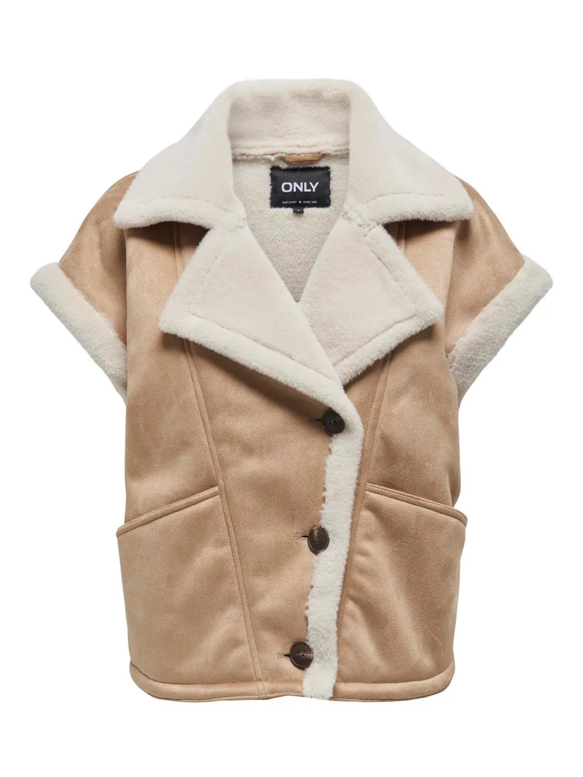 Colete Mulher ROSALIQUE Camurça Pelo de Cordeiro ONLY