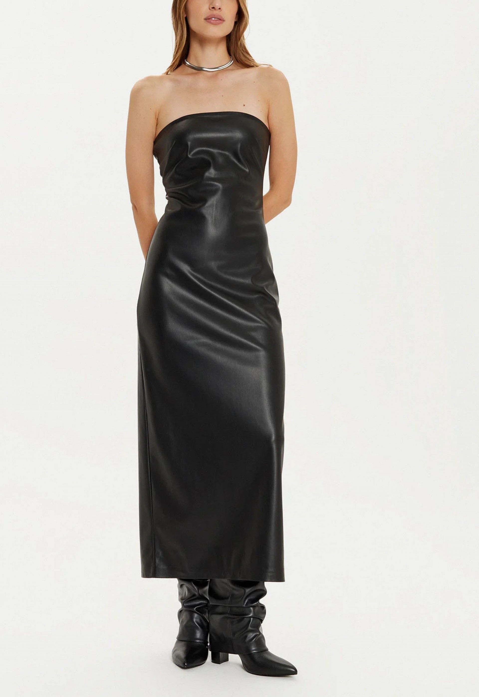 Vestido ONLY ESTHER Tube Faux Leather