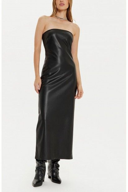 Vestido ONLY ESTHER Tube Faux Leather