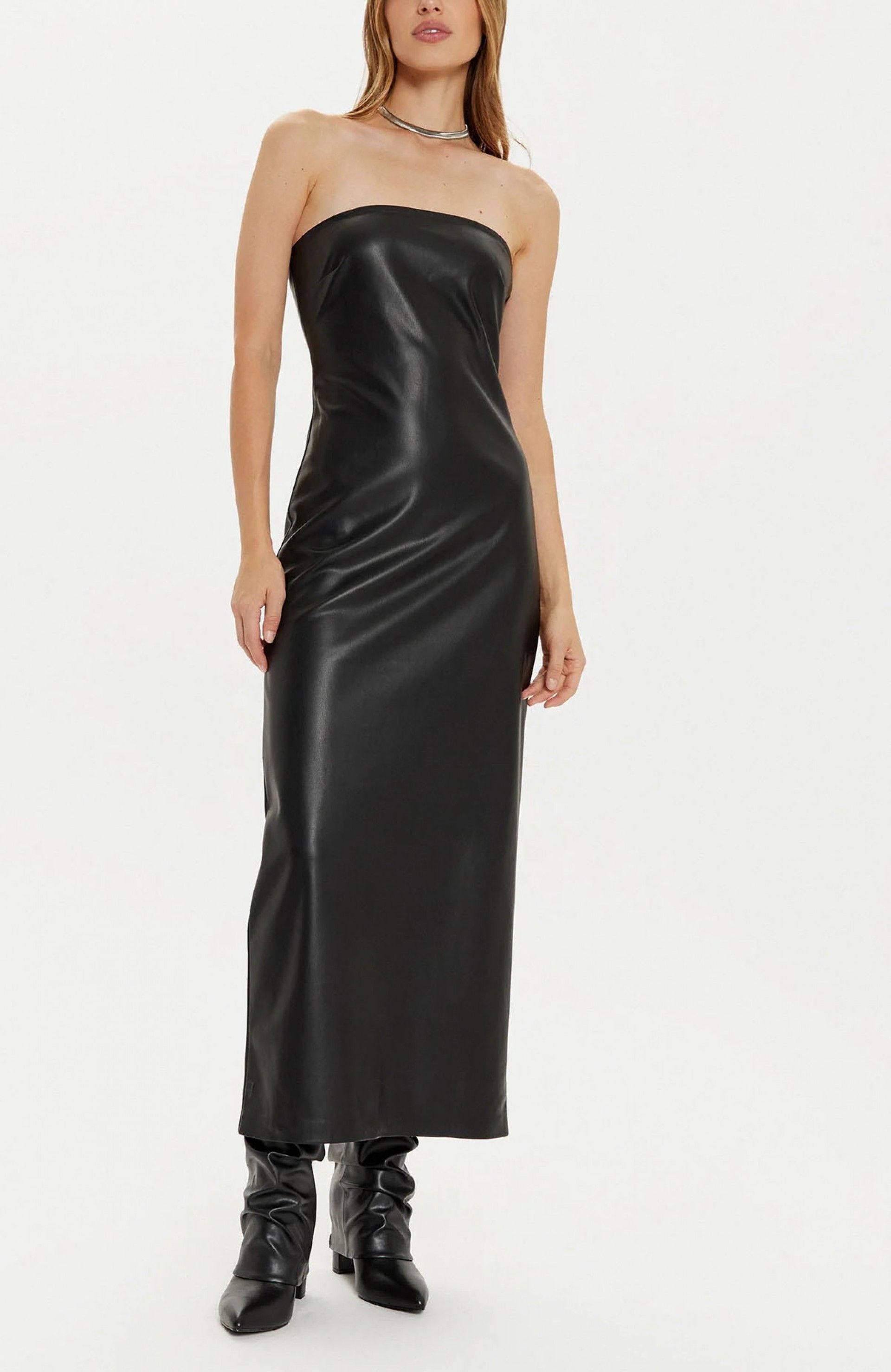 Vestido ONLY ESTHER Tube Faux Leather