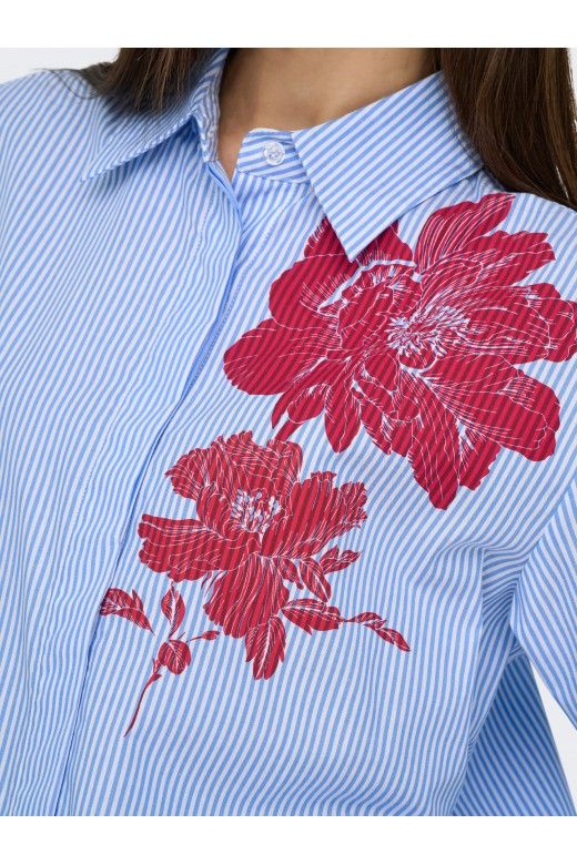 Blusa ONLY Longa LAURA Riscas detalhe Flor Blusa ONLY Longa LAURA Riscas detalhe Flor