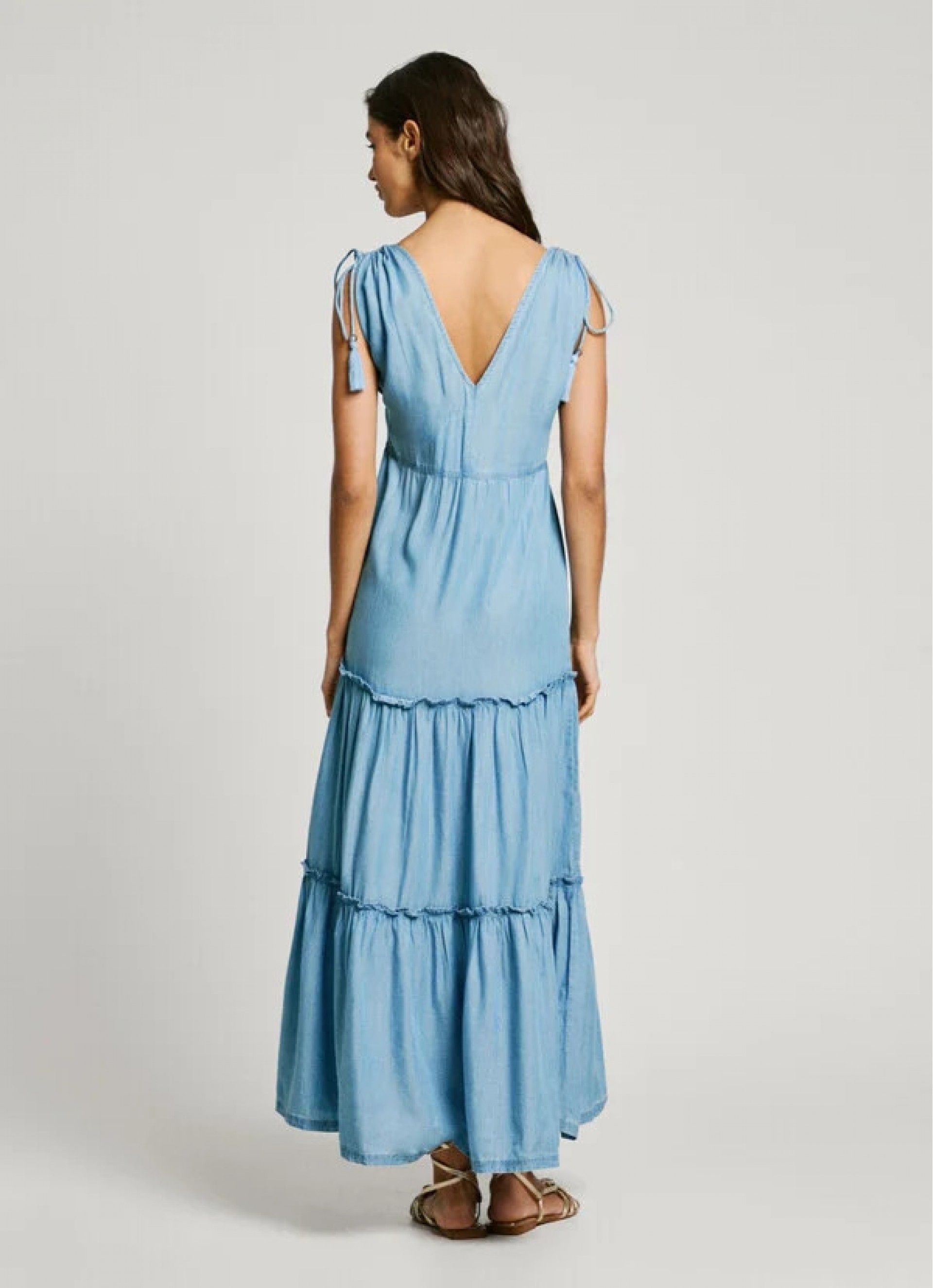 Vestido Pepe Jeans Effie Comprido em Tencel