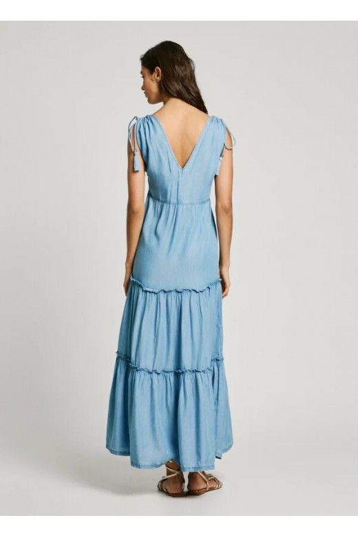 Vestido Pepe Jeans Effie Comprido em Tencel Vestido Pepe Jeans Effie Comprido em Tencel