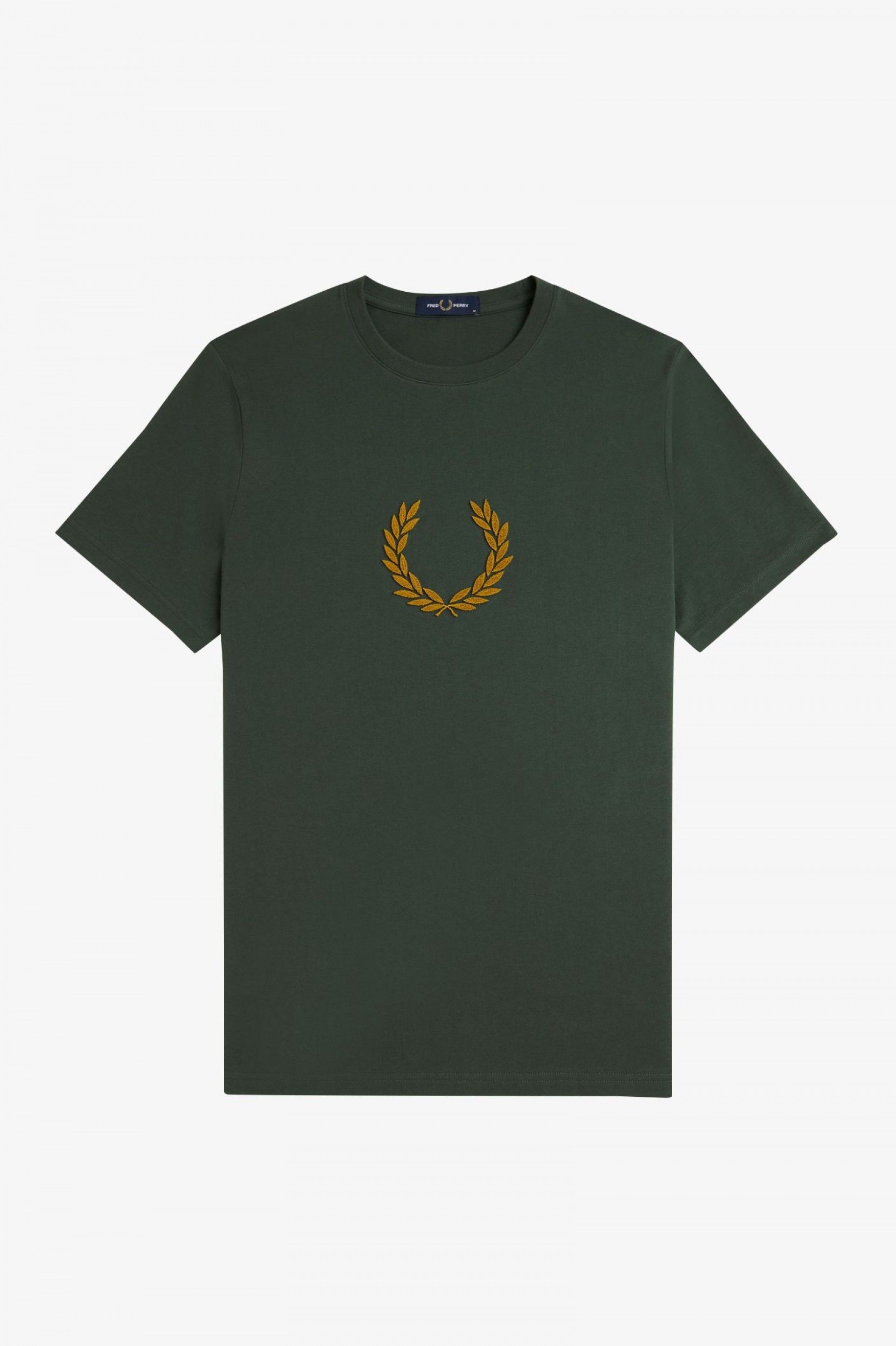 T-Shirt FRED PERRY Homem Logo Textured Laurel