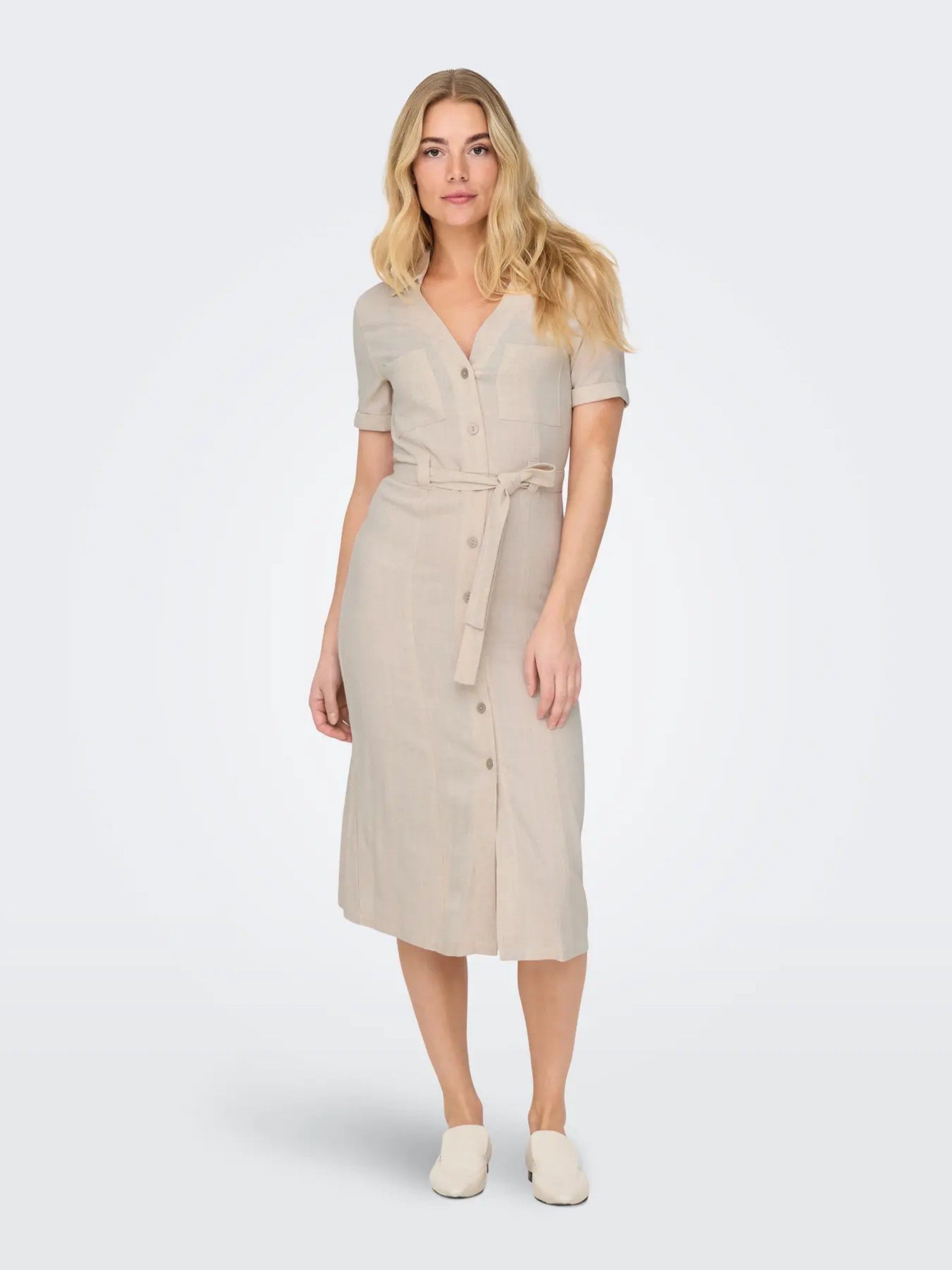 Vestido ONLY SIESTA SS LIN Blusa gola V