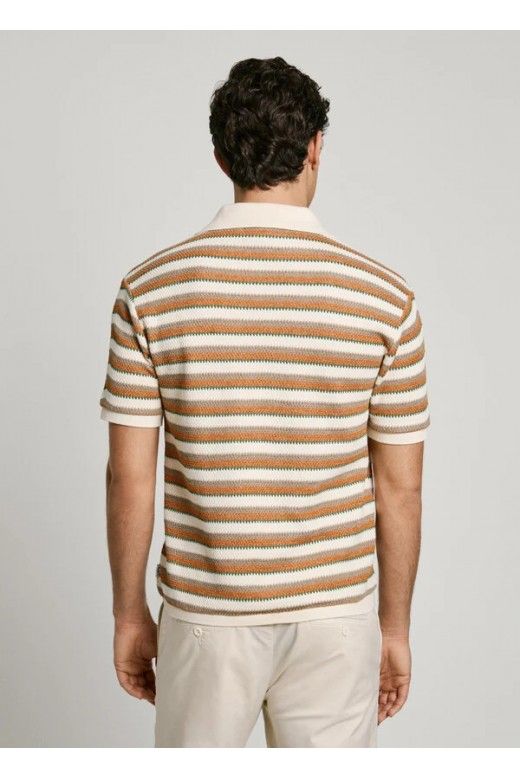 Polo Pepe Jeans malha croché ás riscas PM702510 Polo Pepe Jeans malha croché ás riscas PM702510