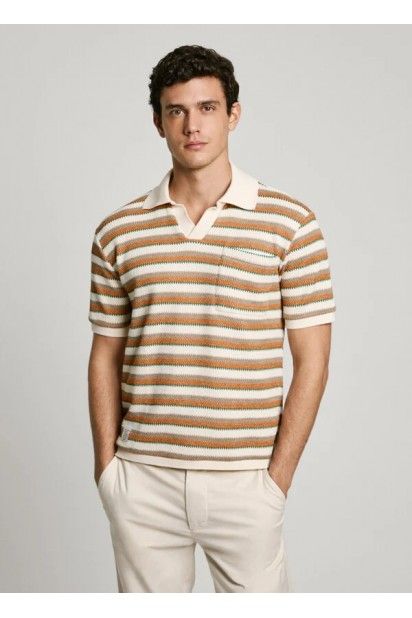 Polo Pepe Jeans malha croch s riscas PM702510