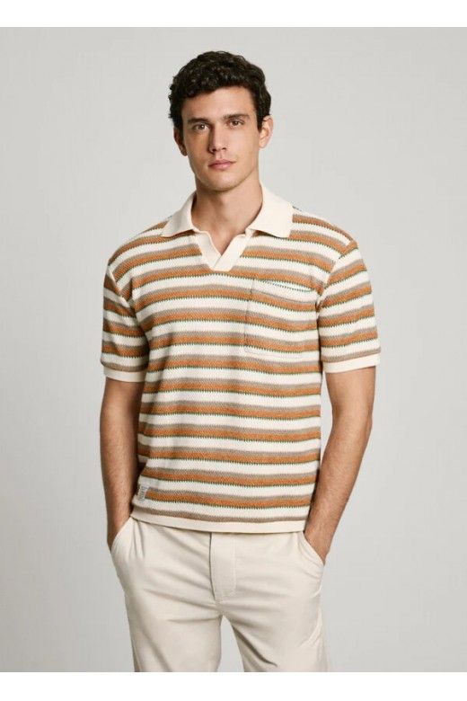 Polo Pepe Jeans malha croché ás riscas PM702510 Polo Pepe Jeans malha croché ás riscas PM702510